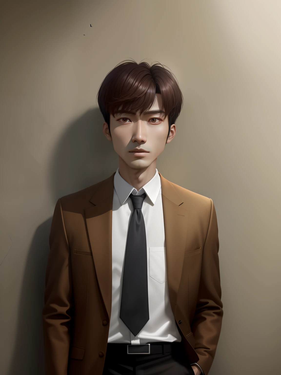 arafed man in a brown jacket and white shirt standing in front of a wall, yanjun chengt, huifeng huang, pengzhen zhang, yihao ren, wenjun lin, xintong chen, qichao wang, yangjun chen, xiaofan zhang, jinyiwei, qifeng lin, zhelong xu, xiang duan