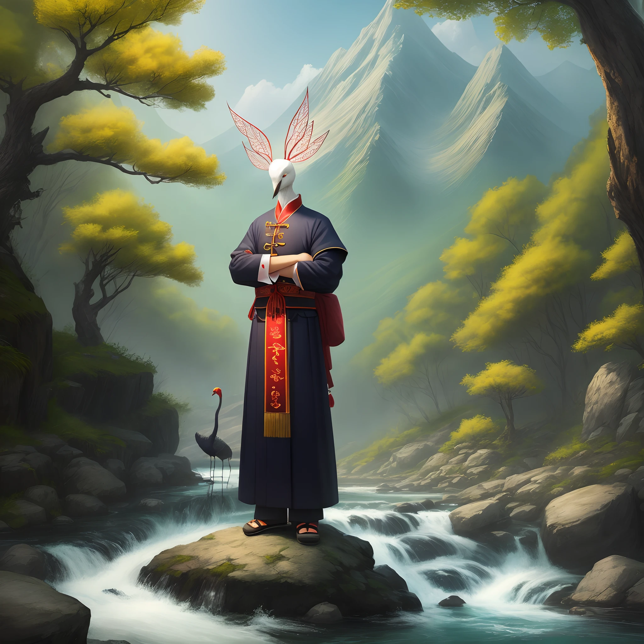 Crane Taoist Mountain River Fairy