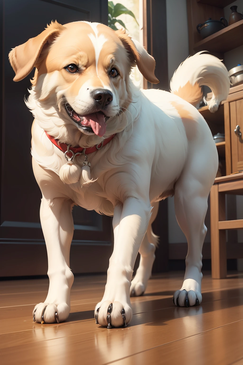 Imagine um cachorro com a pelagem macia e brilhante, his tail swaying excitedly from side to side, as if dancing for joy. He is standing in front of an object, a pot of feed. The pot is made of sturdy plastic and has a vibrant color that contrasts with the surrounding floor.
The dog is in an upright position, its four legs are firmly supported on the ground. Seus olhos, although you can't see them, they glow with an expression of enthusiasm. Its damp, cold snout leans forward, towards the pot, showing that he's smelling something delicious.
The feed pot is placed directly in front of the dog, ao alcance de seu focinho. You can imagine the soft sound that plastic makes when the dog touches it with its nose. O cheiro tentador da comida se espalha pelo ar, filling the dog's nostrils and further increasing his arousal.
The feed bowl contains small pieces of crunchy food, And you can imagine the subtle sound they make when the dog moves its head or moves. The dog is probably moving its ears, captando todos os sons ao seu redor, and its vibrant paws are ready to take a step forward.
The whole scene is a touching depiction of the dog's happiness. Your body is full of energy, his breathing is fast and lively. He is ready to dip into the feed pot and savor each morsel with a mixture of pleasure and gratitude. The whole scene conveys a sense of pure joy and satisfaction to the dog, who found a real treasure in front of him: A tasty and nutritious meal.