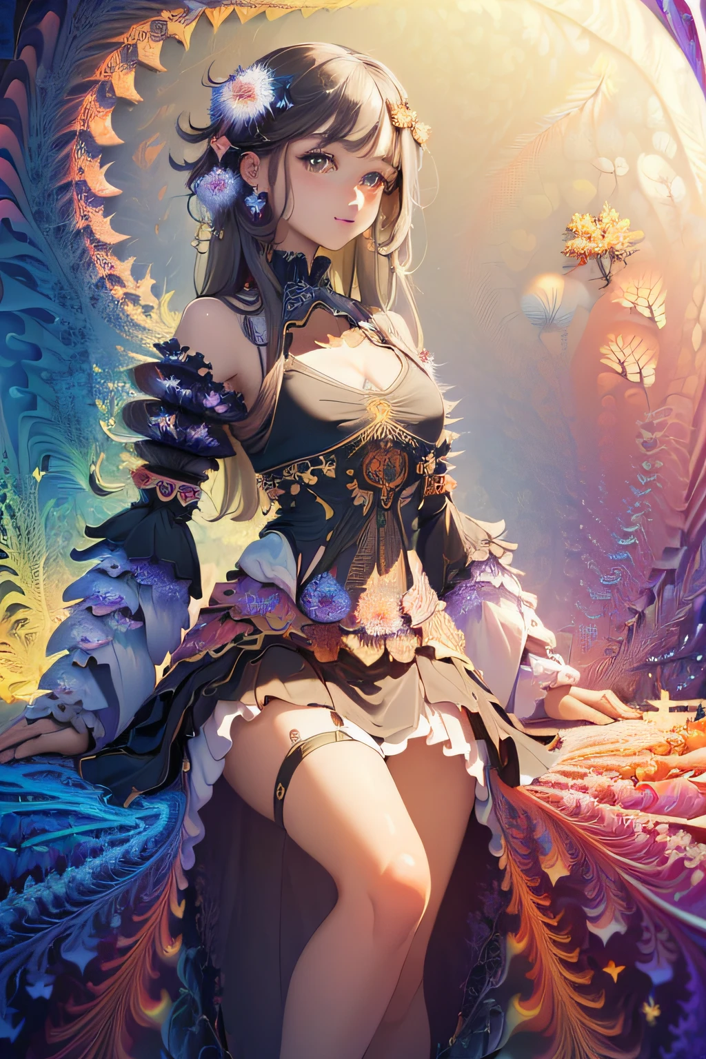 (masterpiece, top quality, best quality, official art, beautiful and aesthetic:1.5), (1girl:1.3), (fractal art:1.7),, (masterpiece, sidelighting, finely detailed beautiful eyes: 1.2), realistic, 3d face, lustrous skin,