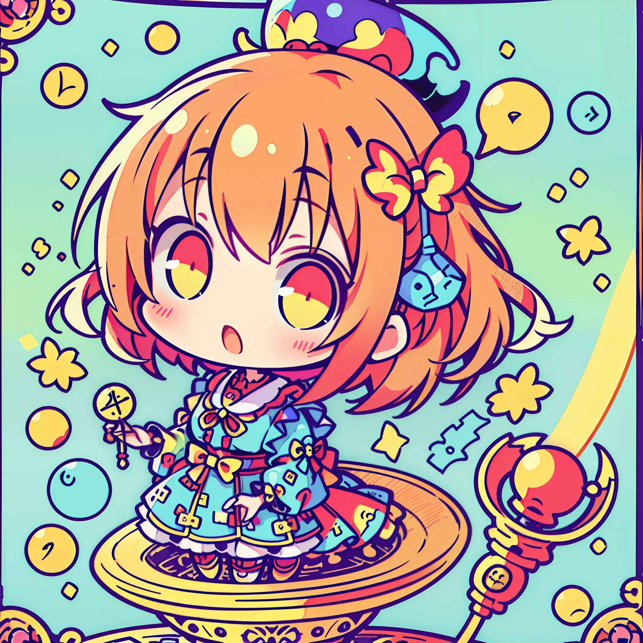 plastican00d、Chibi、(masutepiece),(Best Quality:1.0), (超A high resolution:1.0), detailed illustration, Portrait, Detailed, Girls, detailed frilled clothes, Detailed beautiful skin, colored pencils style,Tarot Cards、full bodyesbian