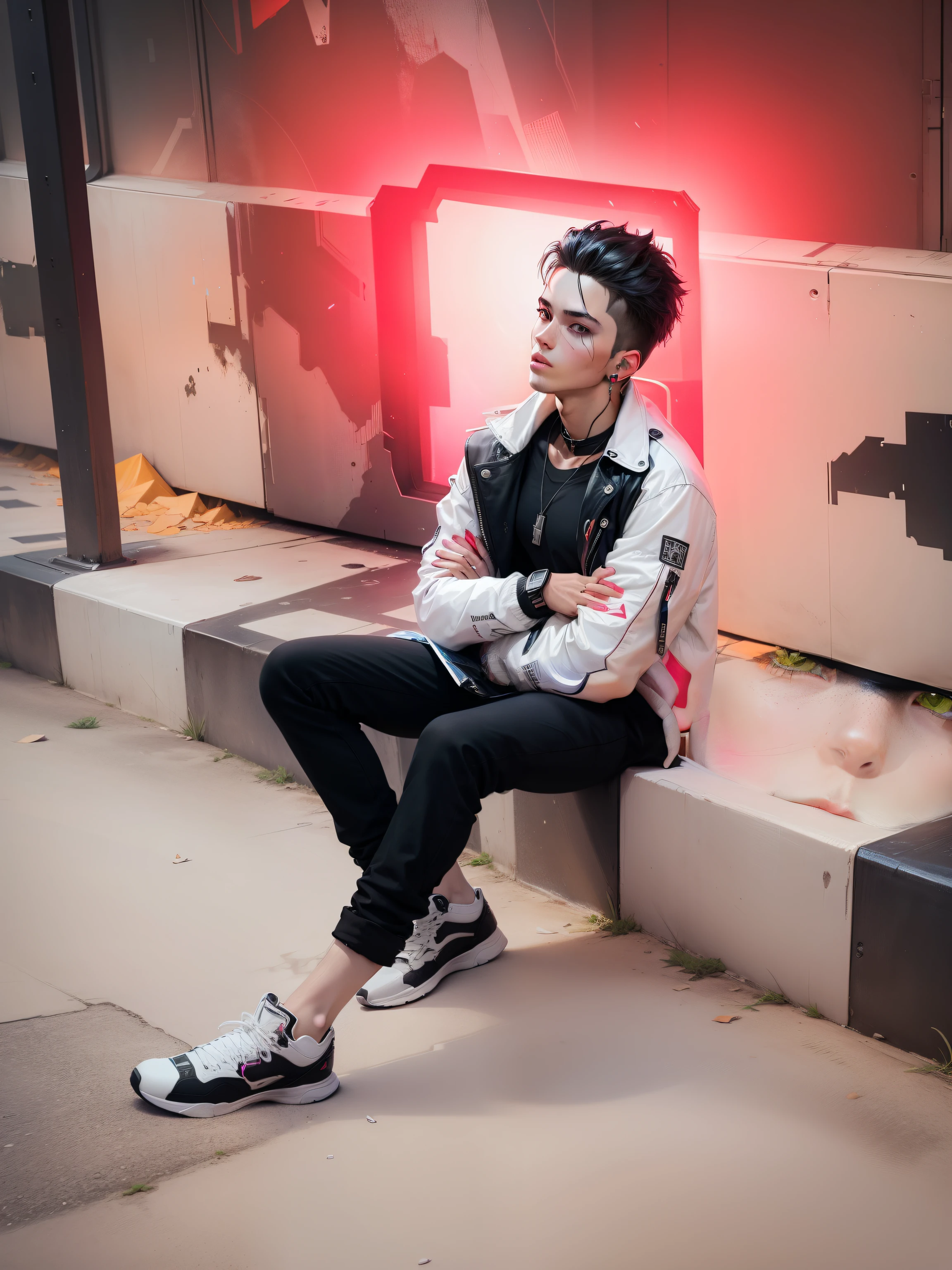 Change background cyberpunk hansome boy realistic face