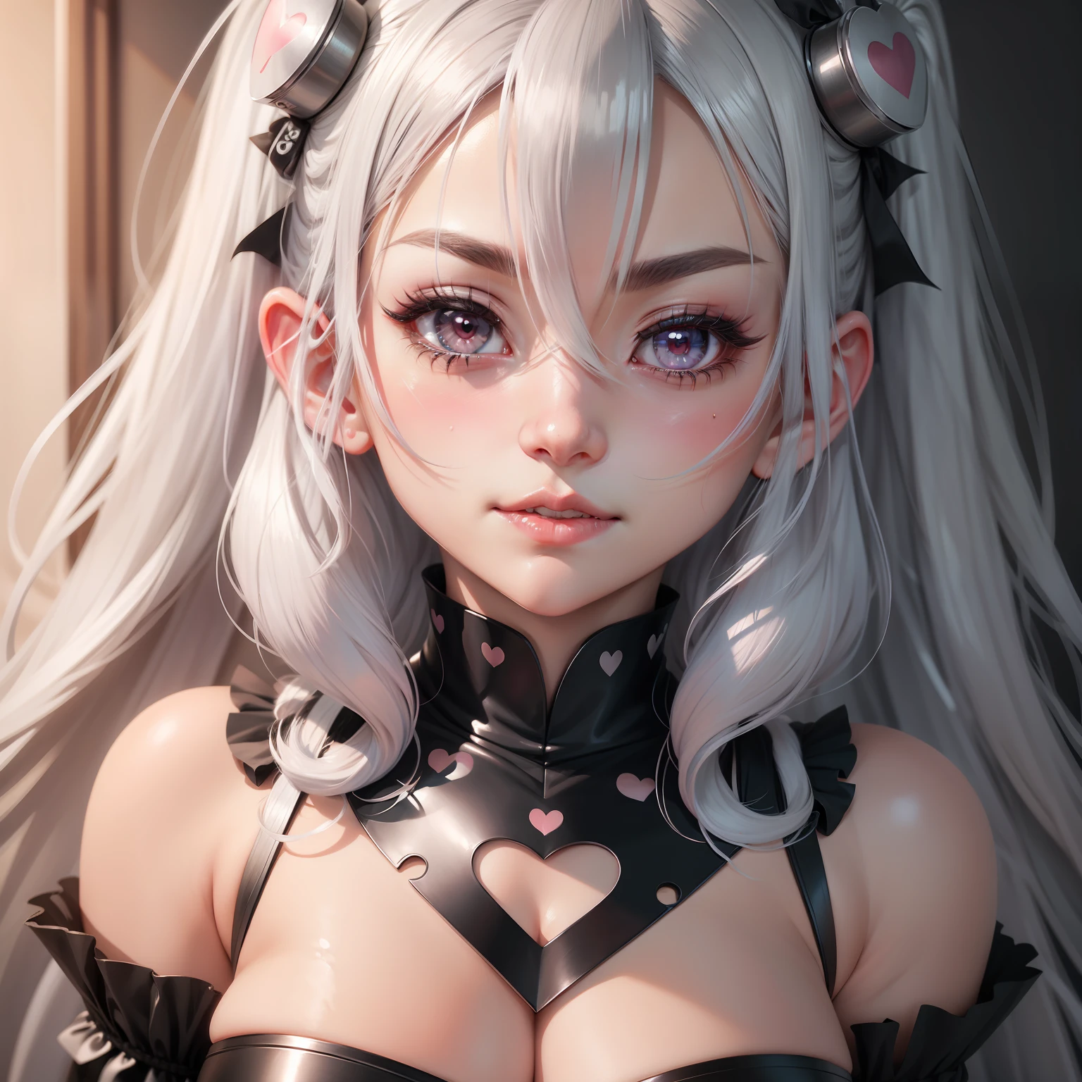 silver hair, heart in eye, full blush, naughty face, torogao, endured face, saliva trail, high detail, anime style, 8k, UHD, UHD, UHD, UHD, UHD, UHD