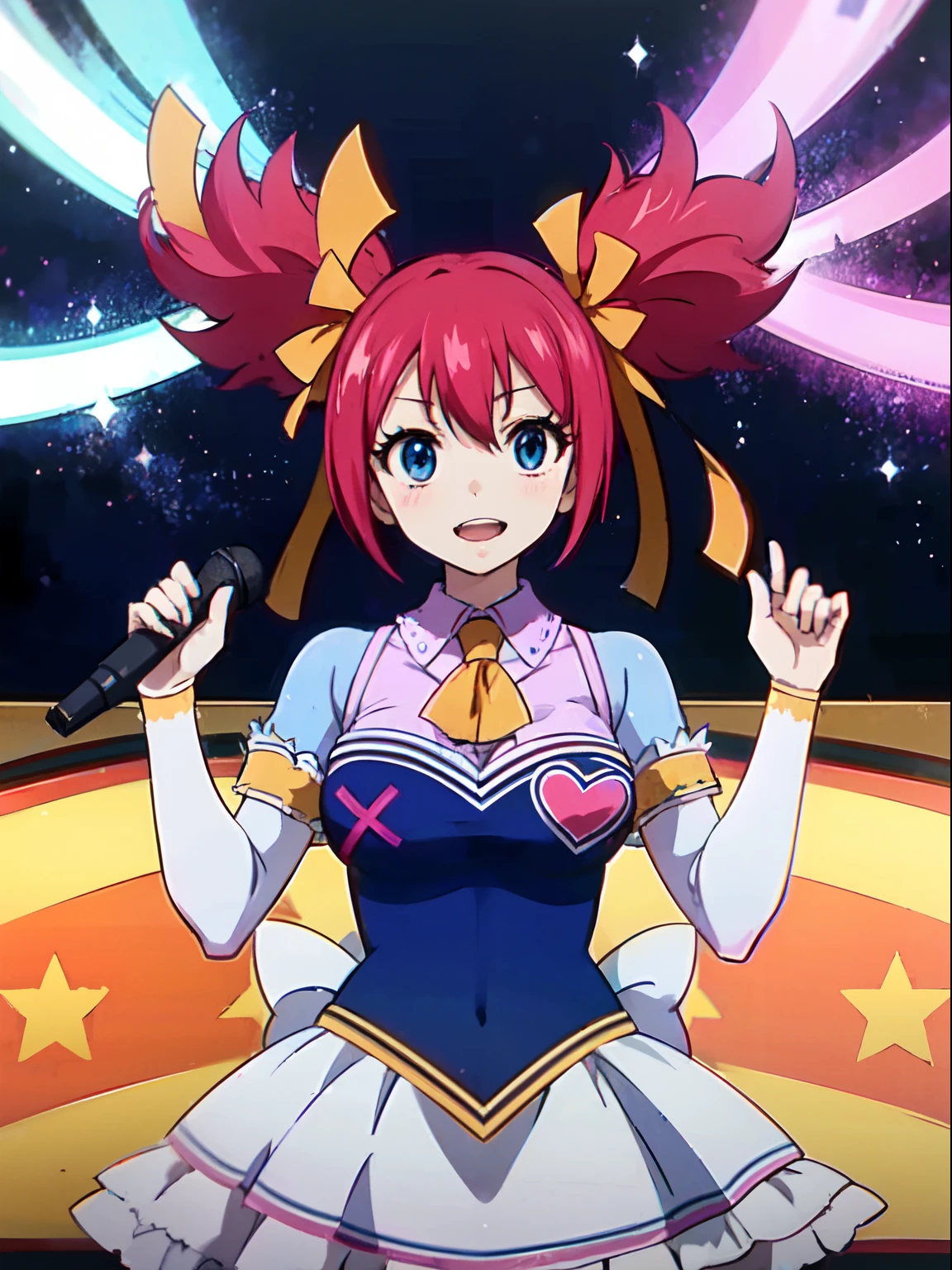 HighestQuali,Best Picture Quality,4 k hd wallpaper,Idol girl(shellia),Stage costumes,be on stage,holding a mic,(full bodyesbian:1.7)