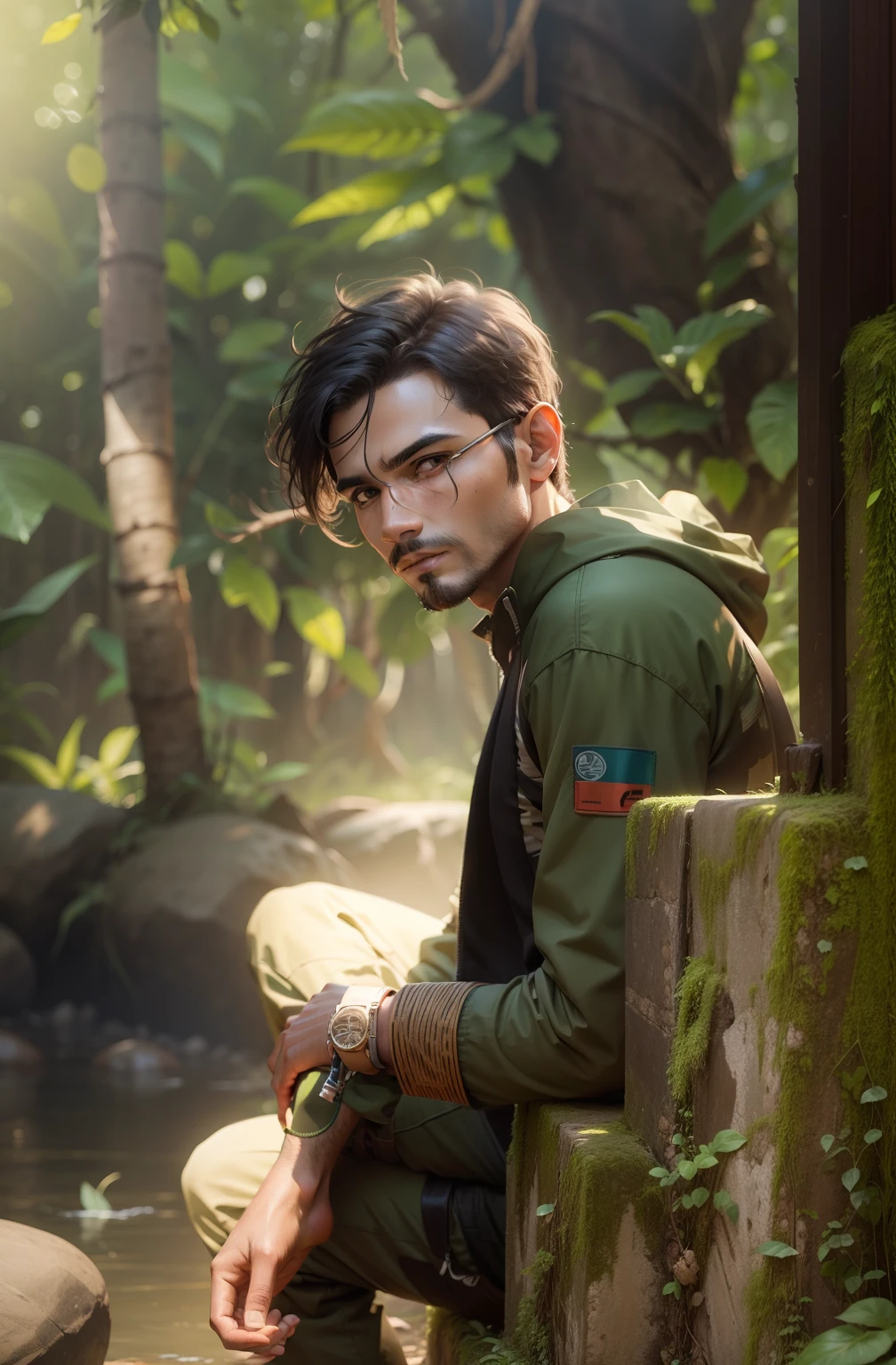 Jungle location male and real face