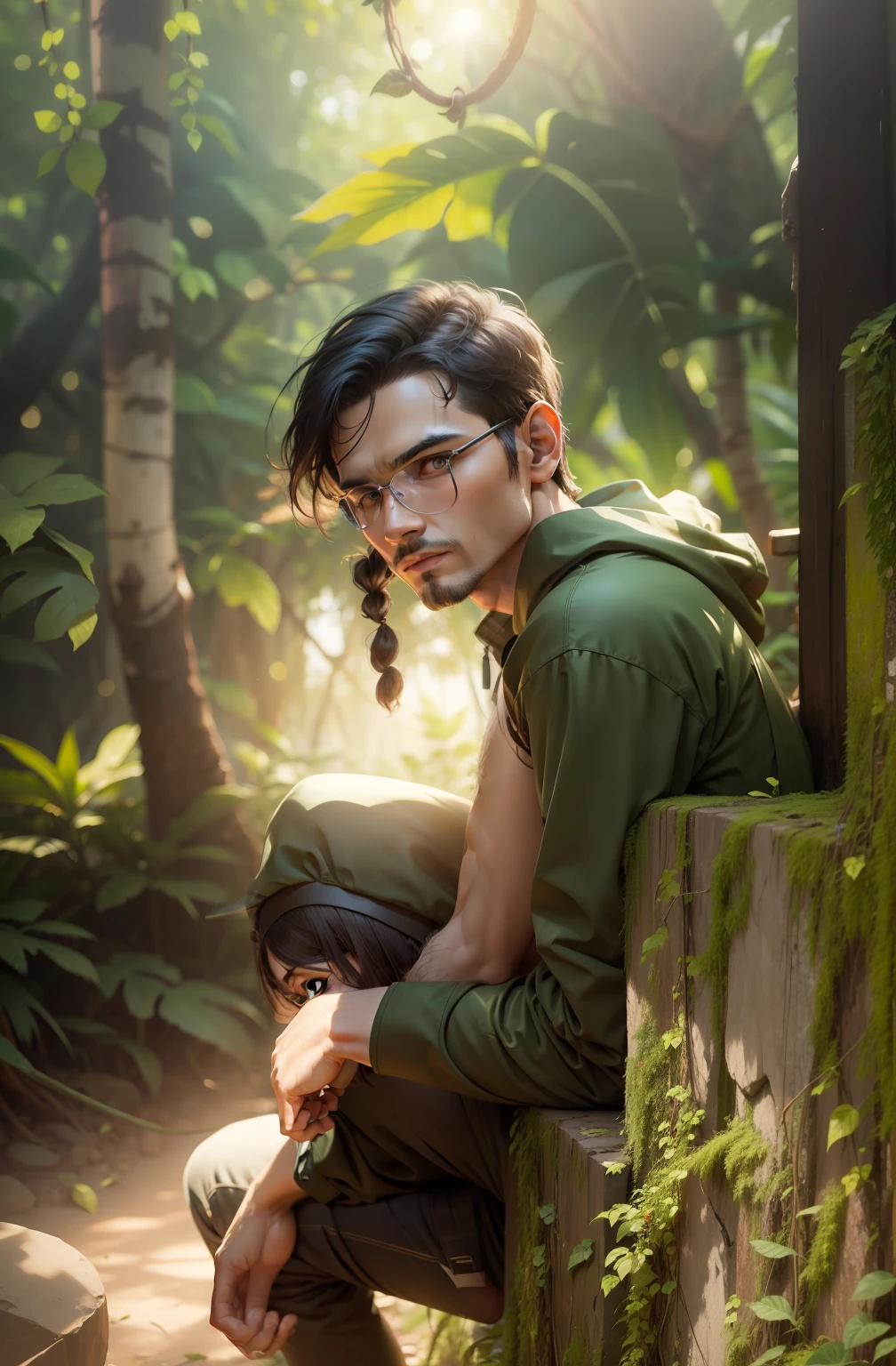 Jungle location male and real face