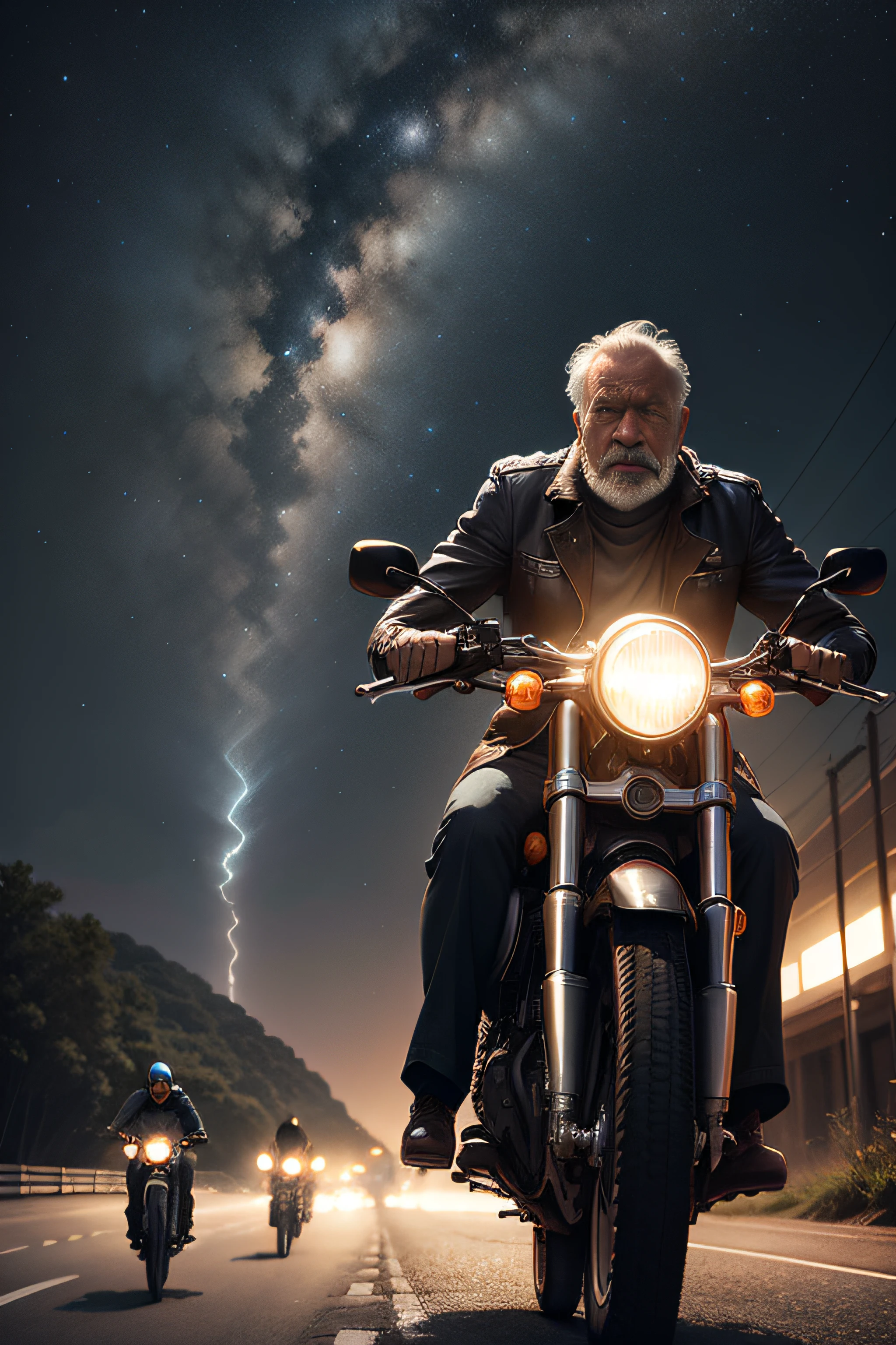 uncle,temperament,starrysky,People riding on the road