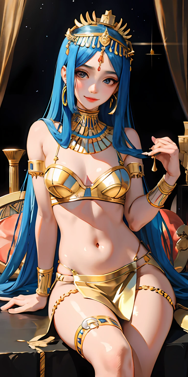 realisticlying、Ancient Egypt、Girls in Cleopatra style、Clothing in the time of the pharaohs、Put a little emphasis on the valley、Face Real、A sexy、Face smile