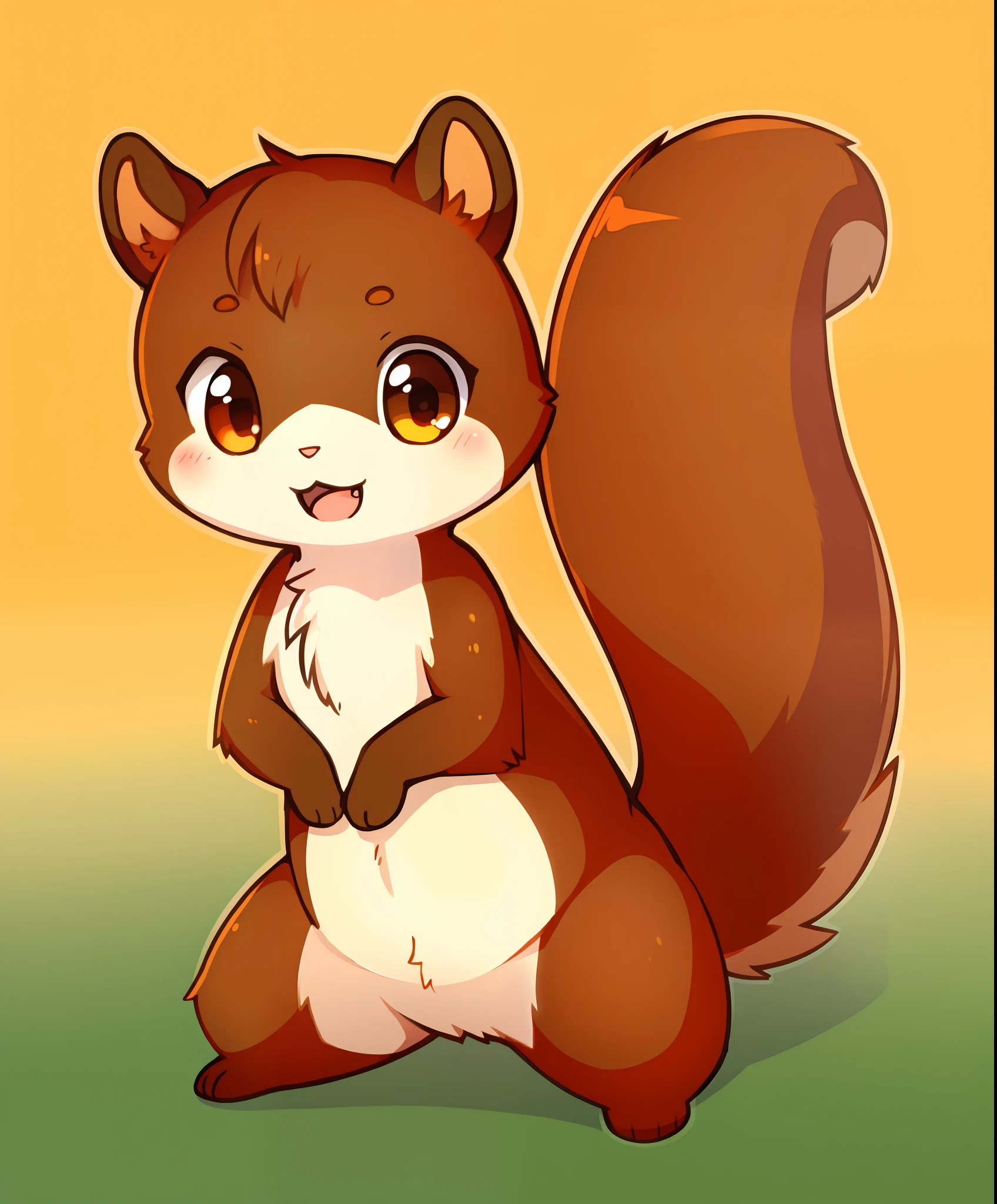 cute feral squirrel, furry, female, konzaburou,
body fur, orangish brown fur