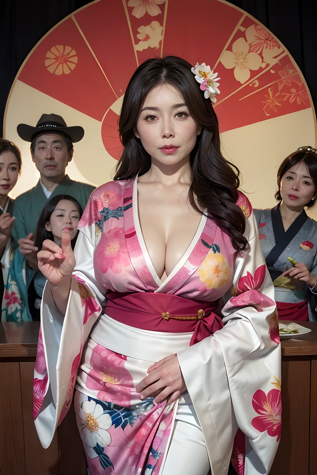 (Side Focus)、Facing to the side、((Beach))、((mare))、Side、Surrealist portrait of a beautiful mature woman by David Hockney and Alphonse Mucha,((Kimono with less fabric))、Kimono about to be taken off、sexy kimono,(((Breasts that seem to spill out of kimono)))、(Chest protruding from kimono)、((Crumbled kimono))、Decorated with fine jewelry and kimonos decorated with fine embroidery,The kimono is about to tear、Protruding 、(((Japan Woman, 50 years old)))、(((A sexy mature girl)))、queen、(Sexy Married Woman)、( Exposed)、((Japanese garden))、veranda,Fantasyart,((Long wavy black hair))、photographrealistic,动态照明,art stations,poster for,curvy model, curvy body, thick body, (Breasts are big), goddes, Beautiful body, amouranth, large breasts size, Better known as Amouranth、Volumetriclighting,extra detailed face,4 k'',((Colossal tits))、With diamonds,Sexy thighs,Exposing your feet、exposing the abdomen ,Chest 1 Girl, In the Dark, deepshadow, low tune, Cowboy Shot,(official clothing:1.4), The eyes are confused and seductive,legs separated、