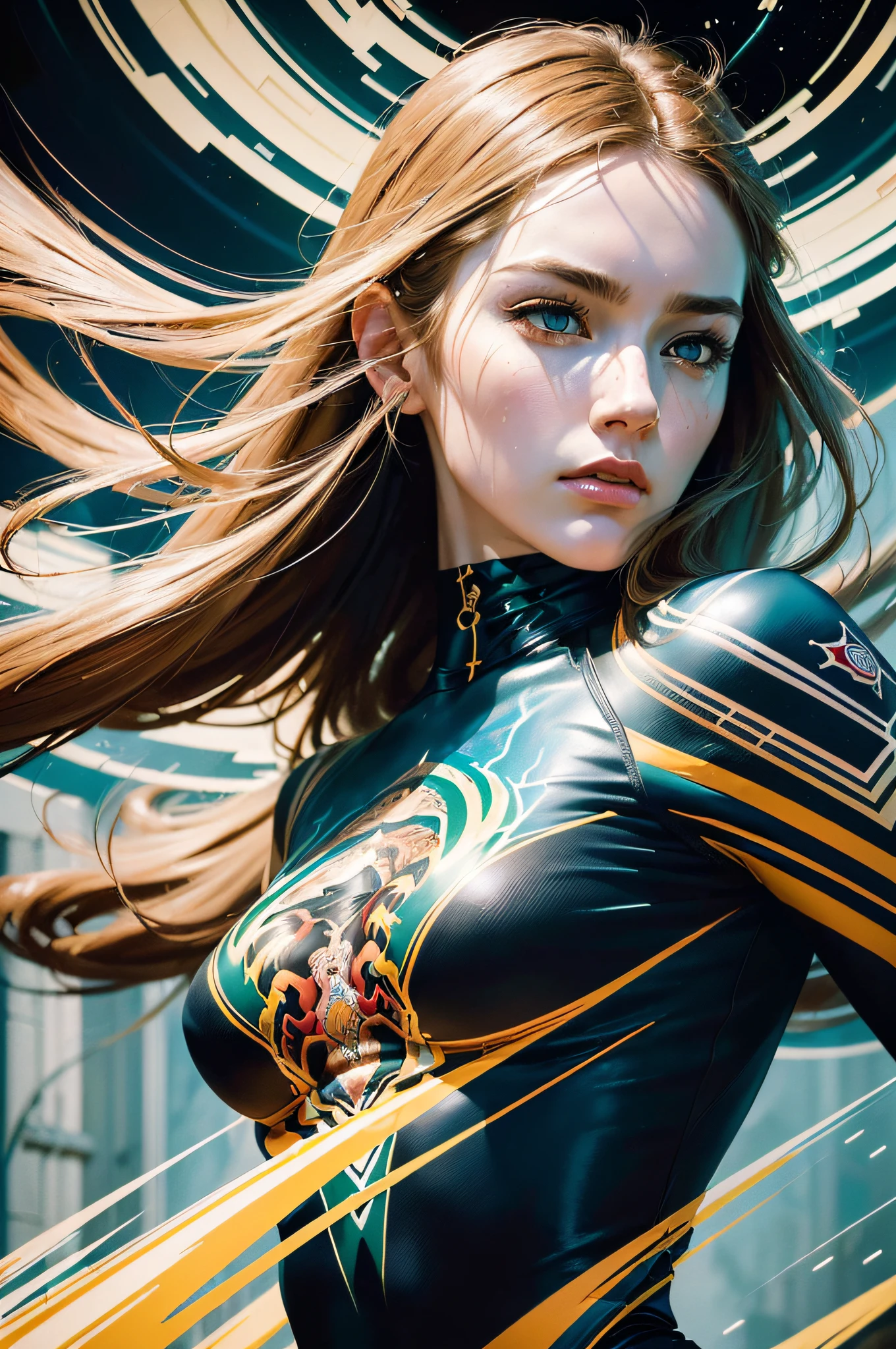best quality, masterpiece, (realistic:1.2), detailed face, beautiful eyes, (masterpiece, top quality, best quality, official art, beautiful and aesthetic:1.2), (1girl:1.4), extreme detailed, (Joshua Middleton comic cover art:1.1), (Action painting:1.2), (concretism:1.2), theater dance scene, (hypermaximalistic:1.5), colorful, highest detailed,