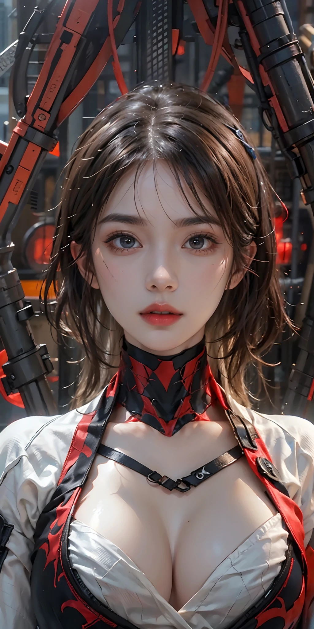(1girl:1.3), solo, (((extremely detailed face))),(((extremely detailed eyes and face))),beautiful detailed eyes,body-parts__, official art, unified 8k wallpaper, super detailed, beautiful and aesthetic, beautiful, masterpiece, best quality, raw, masterpiece, super fine photo, best quality, super high resolution, photorealistic realism, sunlight, full body portrait, amazing beauty,, dynamic pose, delicate face, vibrant eyes, (from the front), she is wearing a Spider-man suit, red and black color scheme, spider, very detailed abandoned warehouse background, Detailed face, detailed complex busy background, messy, gorgeous, milky white, highly detailed skin, realistic skin details, visible pores, sharp focus, volumetric fog, 8k uhd, DSLR, high quality, film grain, fair skin, photo realism, lomography, huge metropolis in future dystopia, seen from below, translucent
