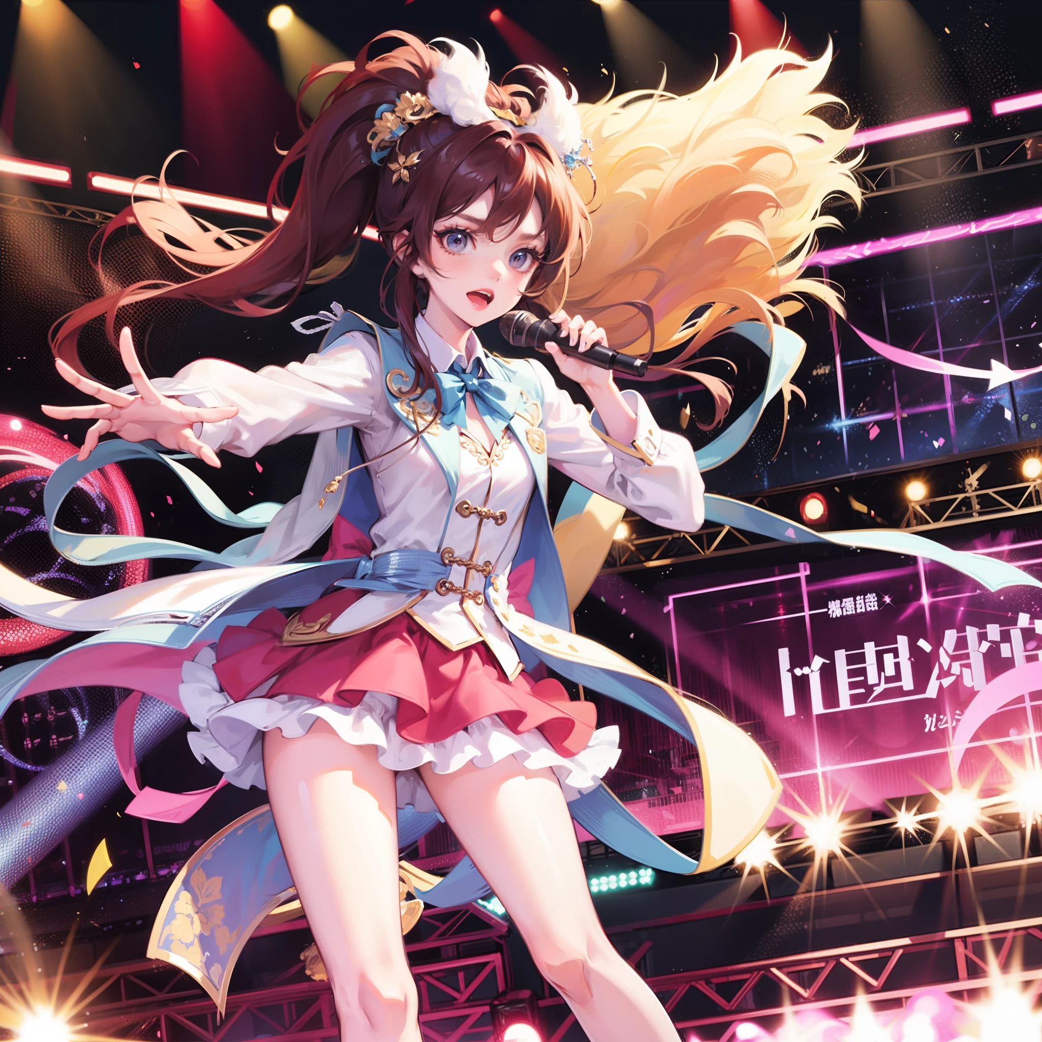 Idol singer,idoly,Stage costumes,be on stage,holding a mic