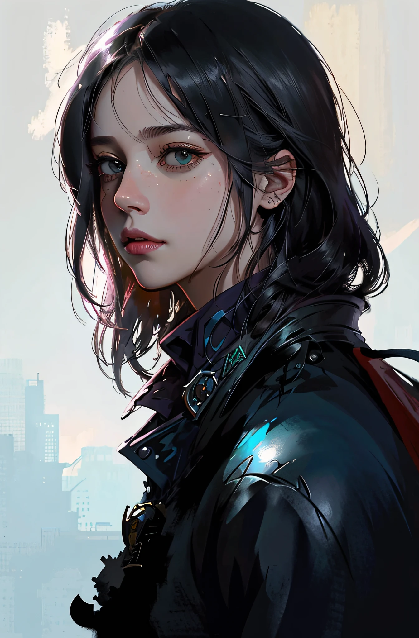 Eliza Turk's Cell Shadow Close-up Portrait Study,9 Concept art, llustration, post grunge, Concept art by Josan Gonzalez and WLOP, author：James Jean, victo ngai, David Rubn, Mike Mignola, Laurie Greasley, Highly detailed, Sharp focus, Alien, trending on artstationh, hqr, Deviant-art, The art of artistic gemstones