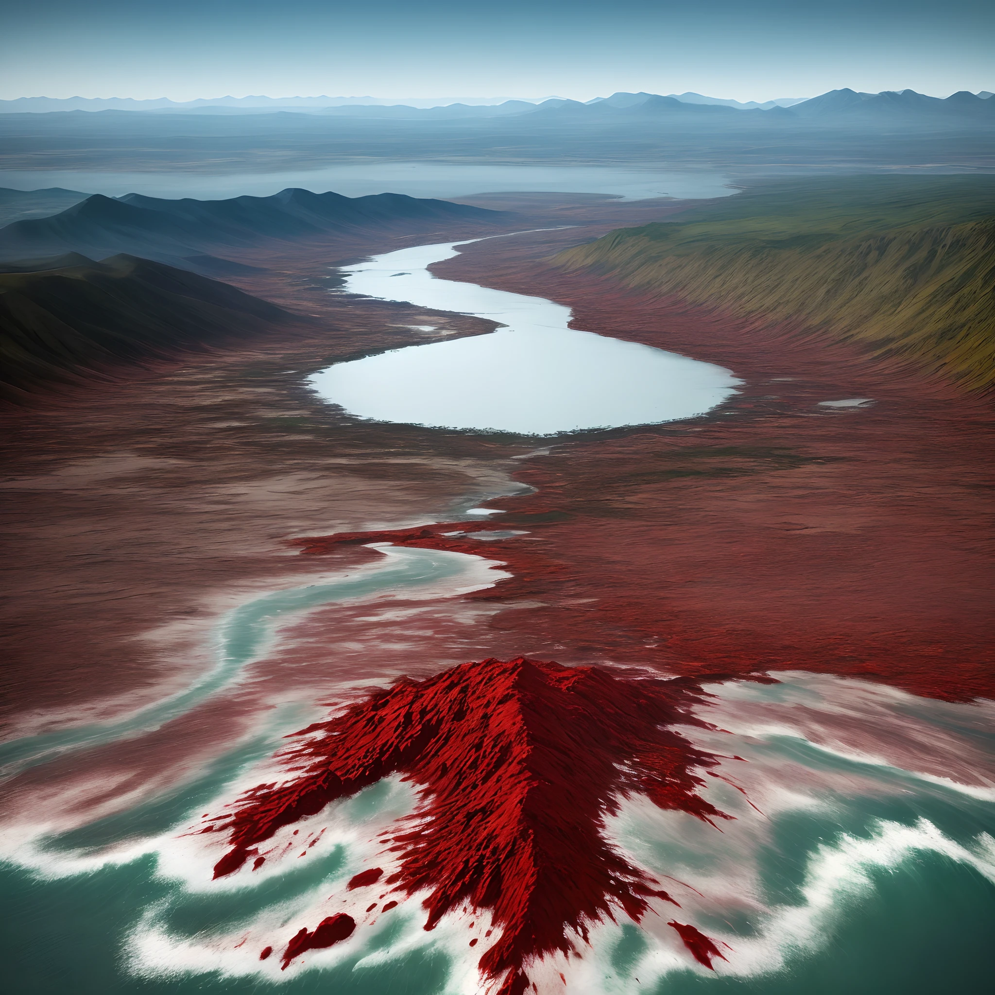 Corpse mountain and sea of blood,Rivers of blood flow