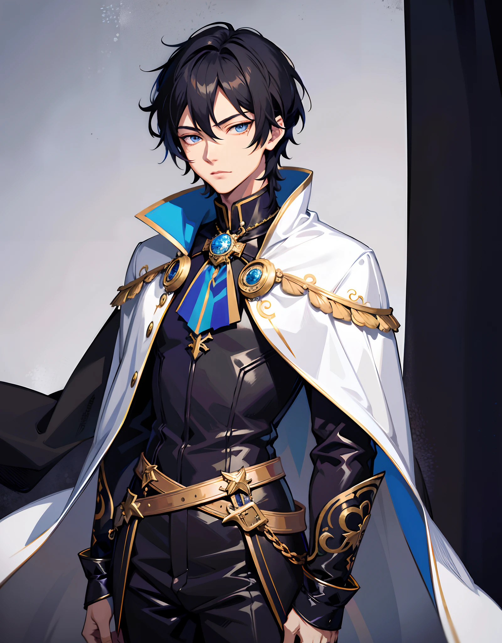 anime - style image of a man in a black and white outfit, beautiful androgynous prince, tall anime guy with blue eyes, delicate androgynous prince, keqing from genshin impact, handsome prince, genshin, highly detailed exquisite fanart, key anime art, royal elegant pose, genshin impact character, handsome guy in demon slayer art