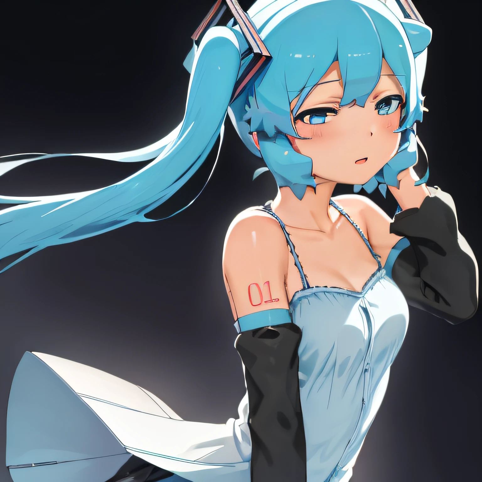 obra maestra, best_quality, 1girl, solo, abmayo, hatsune miku, fondo, escritorio, noche