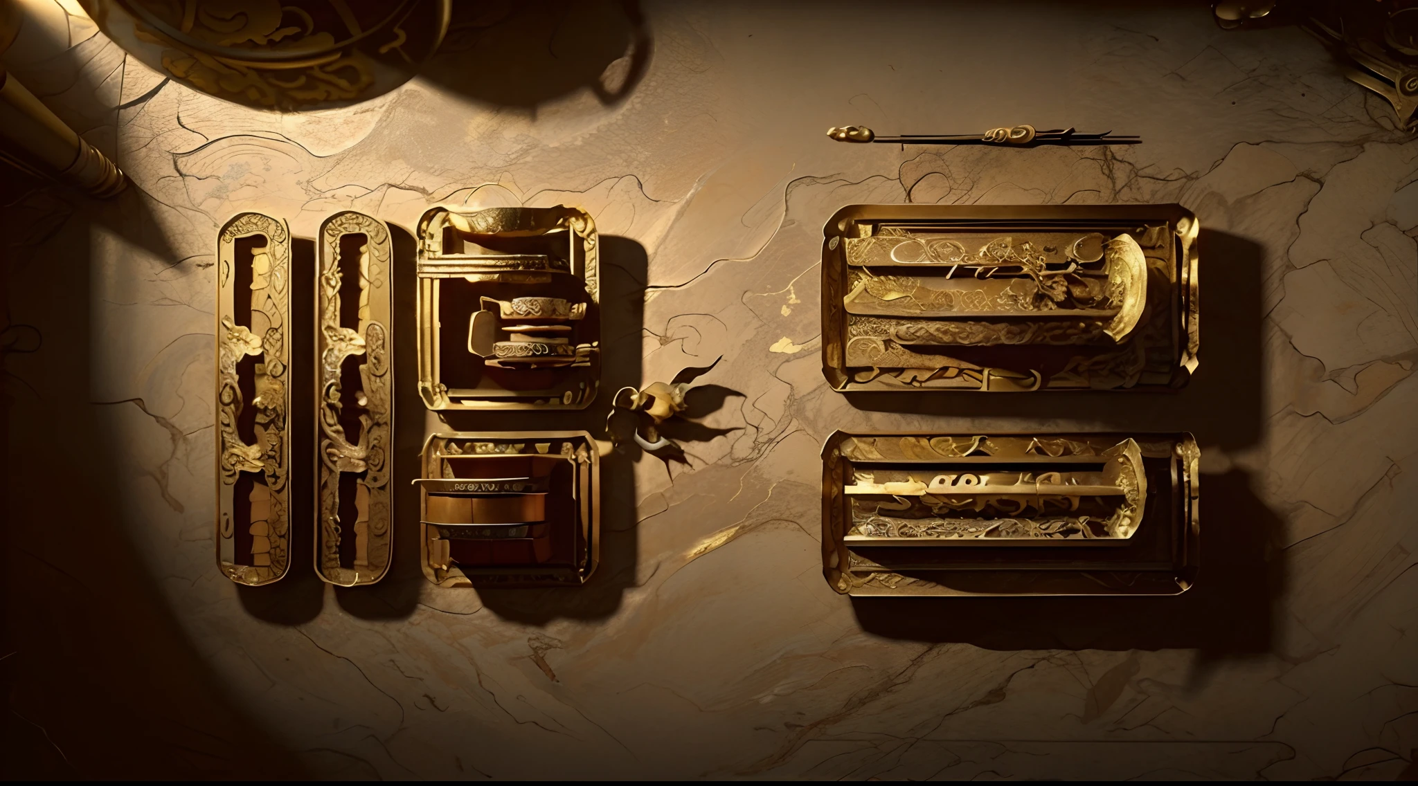 gold, bronze ware, dragon patterns, dragon scale, history of china cultural relics, atmosphere, ultra-high definition, ultra-detailed, cg rendering, oc rendering, strong texture