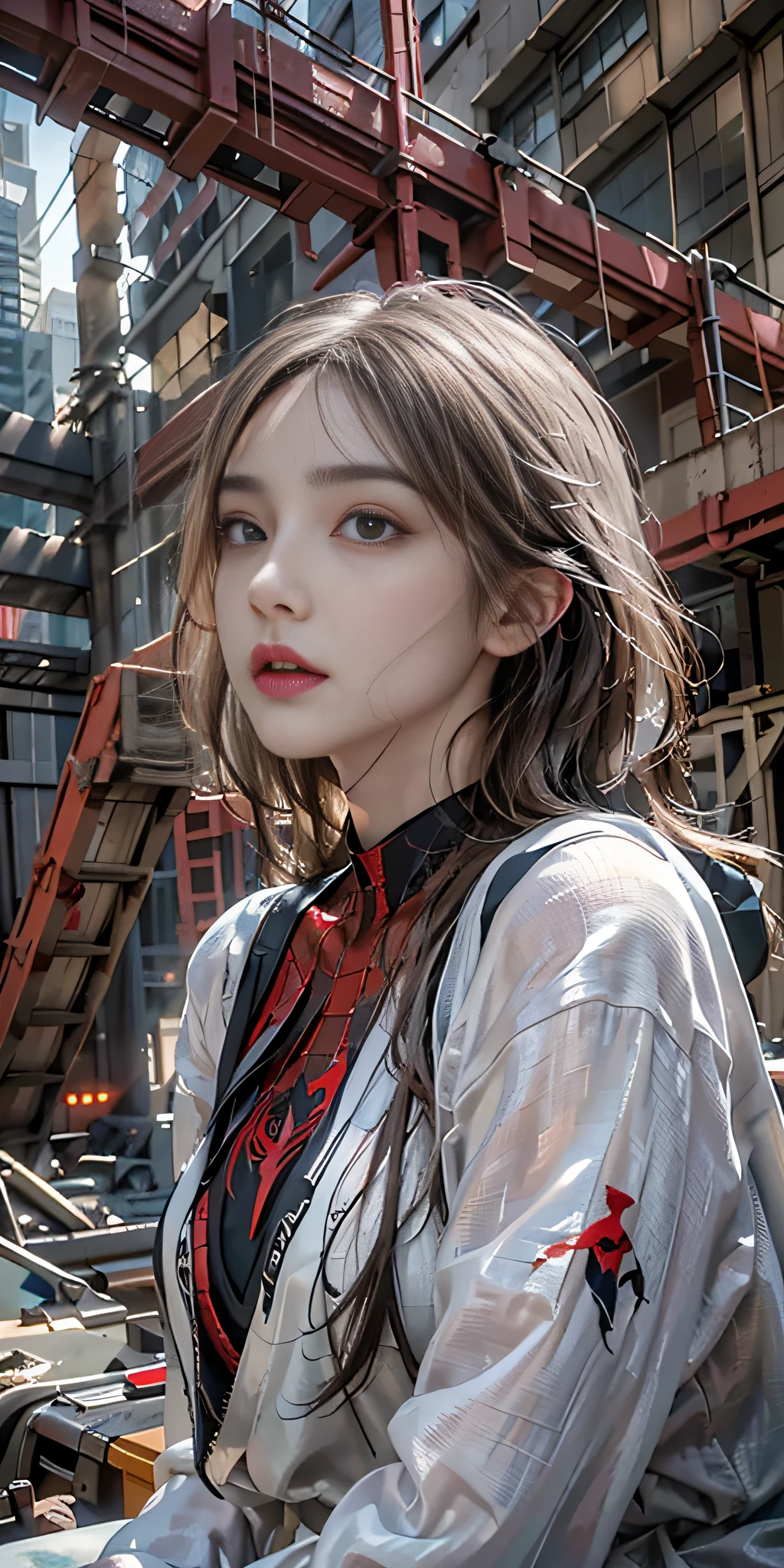 (1girl:1.3), solo, (((extremely detailed face))),(((extremely detailed eyes and face))),beautiful detailed eyes,body-parts__, official art, unified 8k wallpaper, super detailed, beautiful and aesthetic, beautiful, masterpiece, best quality, raw, masterpiece, super fine photo, best quality, super high resolution, photorealistic realism, sunlight, full body portrait, amazing beauty,, dynamic pose, delicate face, vibrant eyes, (from the front), she is wearing a Spider-man suit, red and black color scheme, spider, very detailed abandoned warehouse background, Detailed face, detailed complex busy background, messy, gorgeous, milky white, highly detailed skin, realistic skin details, visible pores, sharp focus, volumetric fog, 8k uhd, DSLR, high quality, film grain, fair skin, photo realism, lomography, huge metropolis in future dystopia, seen from below, translucent