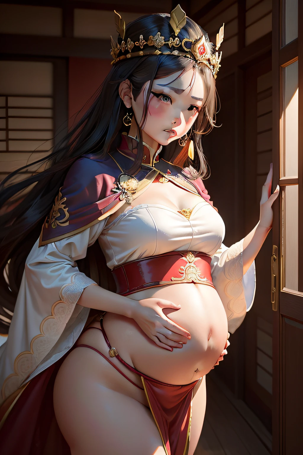 That day，Empress Zenkatsu is watching the scenery in the imperial garden，Suddenly, Qingtian dodged open a door，The immortals held out the red sun and threw it down，A golden light flew in front of him，Turns into a red fruit，"Huh" into the mouth，"Grunt" slipped into the belly。from now on，Empress Shansheng became pregnant，Fourteen months pregnant。It was noon on the second day of March，Empress Shansheng suddenly felt a pain in her stomach，At the same time, the sky and the earth burst into light，The queen's left flank cracked a large hole，，A white and fat doll jumped out of it。