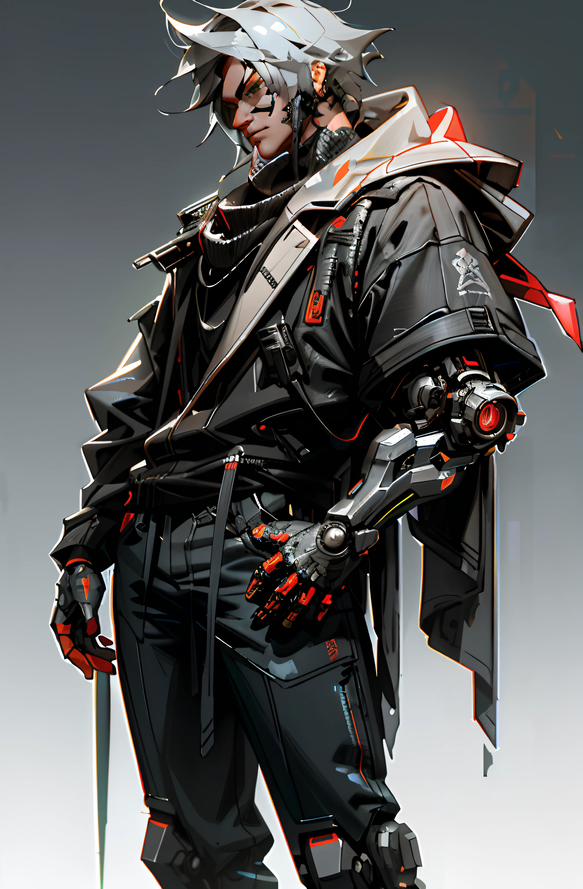 arafed image of a man in a black outfit holding a sword, cyberpunk character design, cyberpunk character art, epic sci-fi character art, epic scifi character art, detailed digital concept art, wojtek fus, fashionable cyberpunk mechanoid, cyberpunk character, expert high detail concept art, cyberpunk theme art, craig mullins style, Amazing 8K character concept art