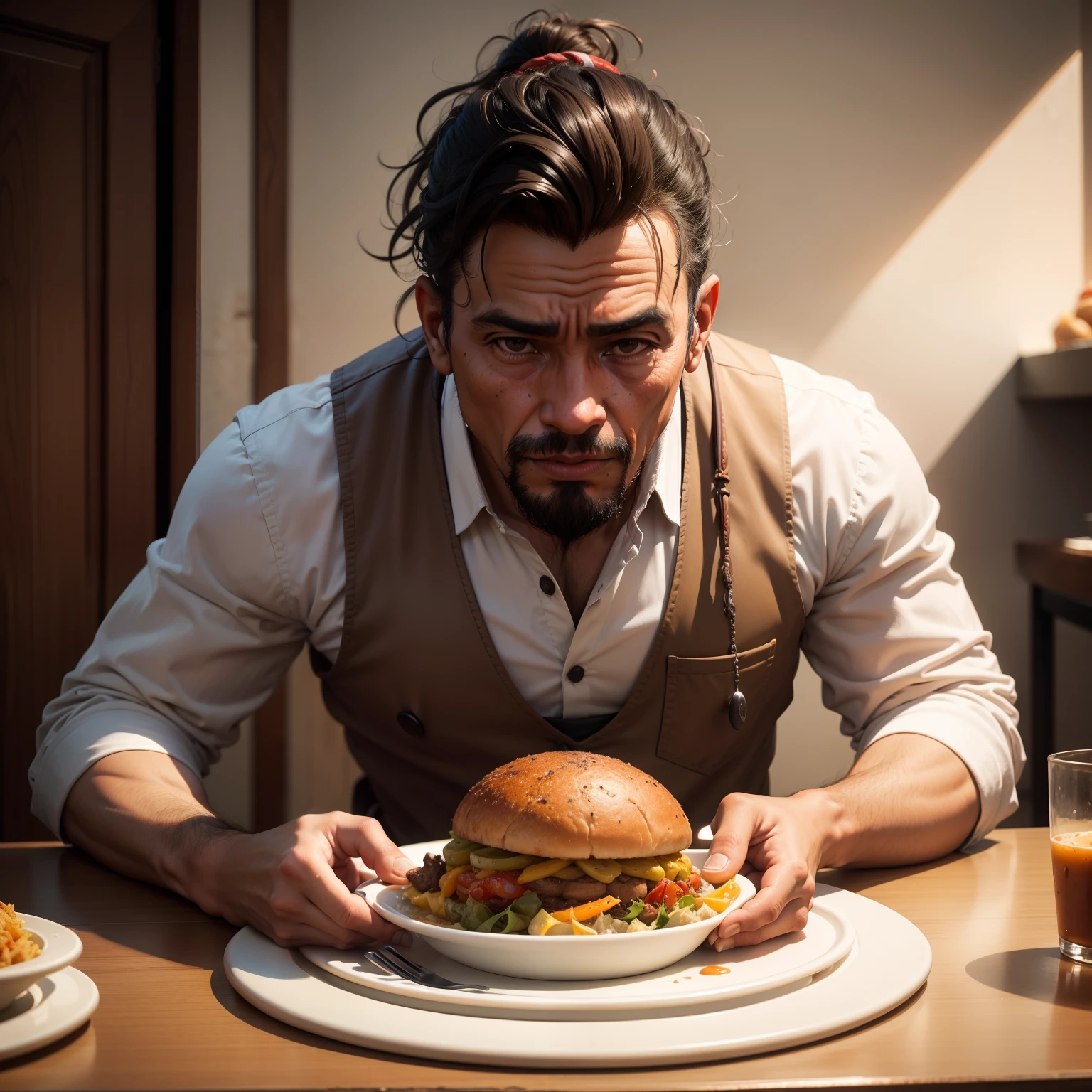 Comida bizarra, mesa,alta qualidade, obra prima ,humanos gulosos
