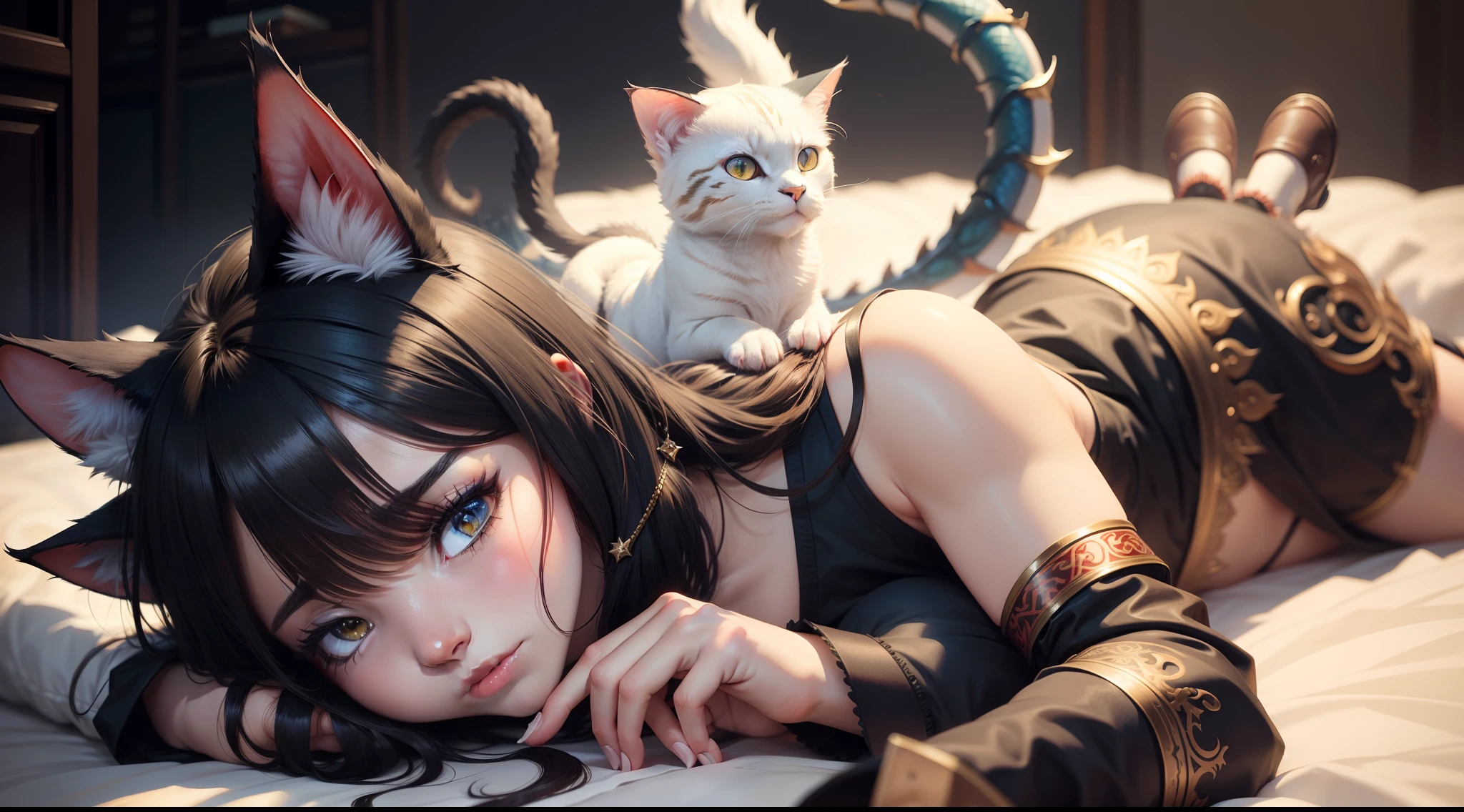 hybrid between cat and dragon
,Animal ear,cat