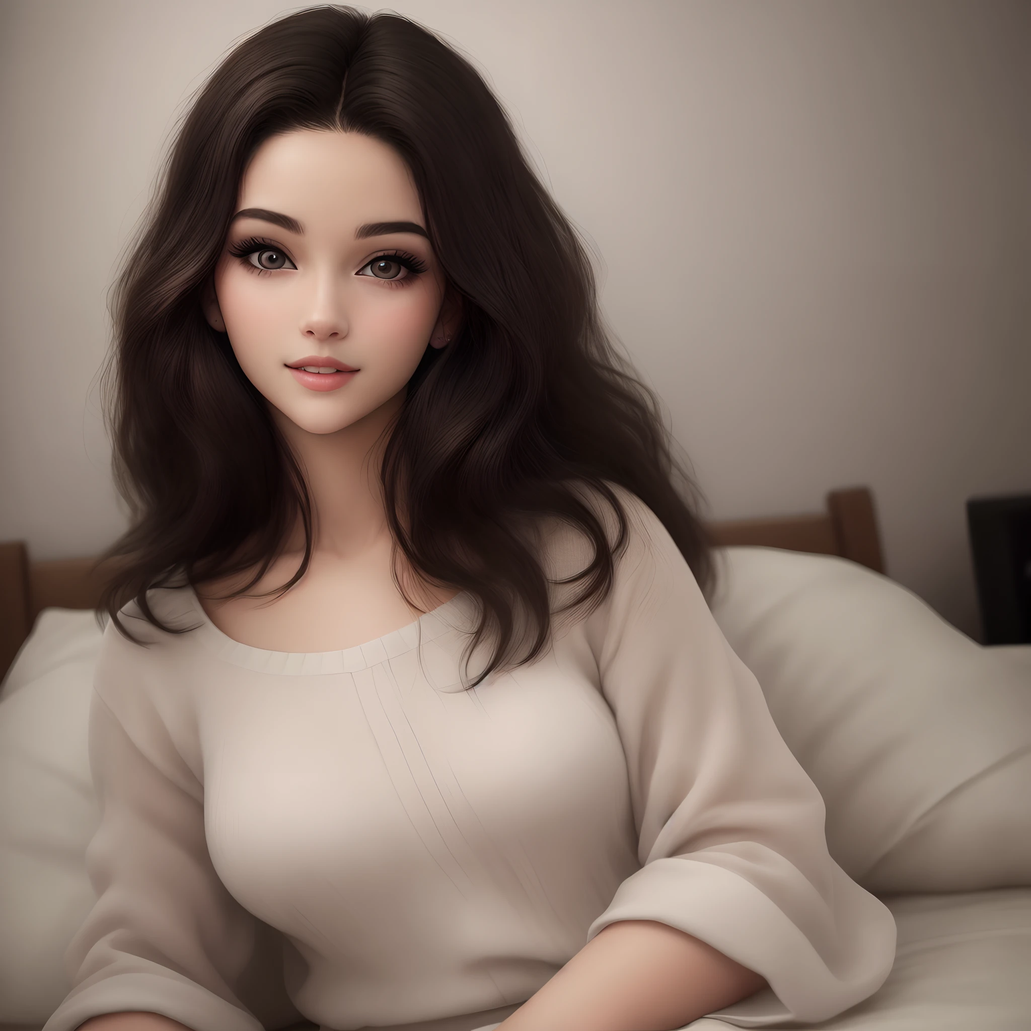Realistic photo of the most beautiful girl in the world , cabelo natural cor castanho , pele natural, pele cor jambo , olhos amendoados , sobrancelhas finas , nas maos segurando tulipas coloridas