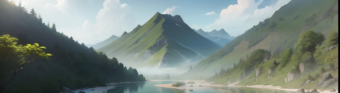 jungles　Mountain ridgeline　a river