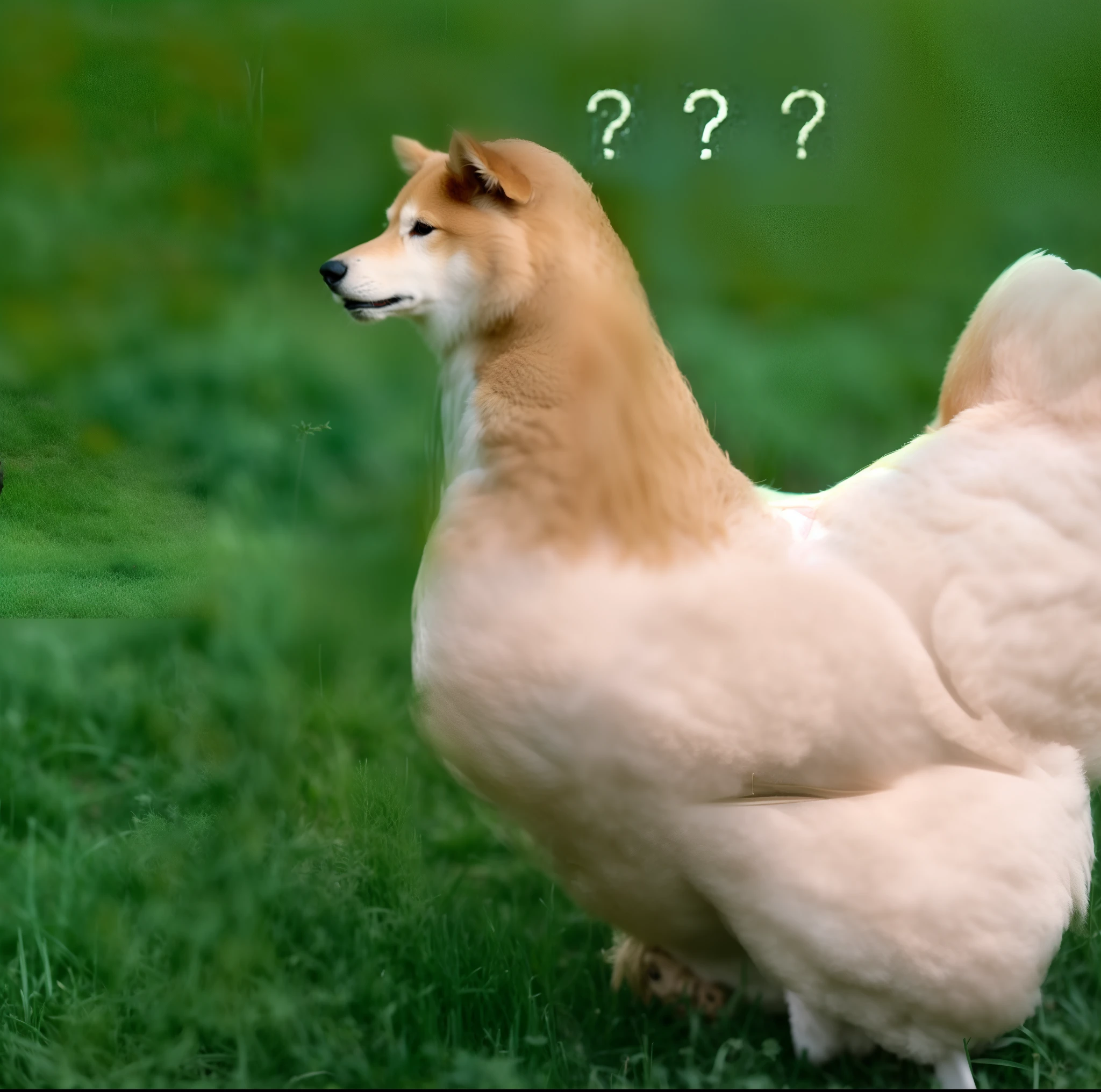 In the grass stood an animal with a dog's head and a chicken body,Looking at the distance asking when the velvet returned my sand,soil