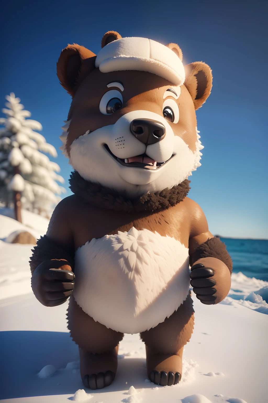 crie um urso polar em 3d sorrindo