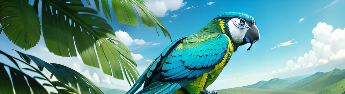 Tropical Jungle mont blue-sky Flying parrot