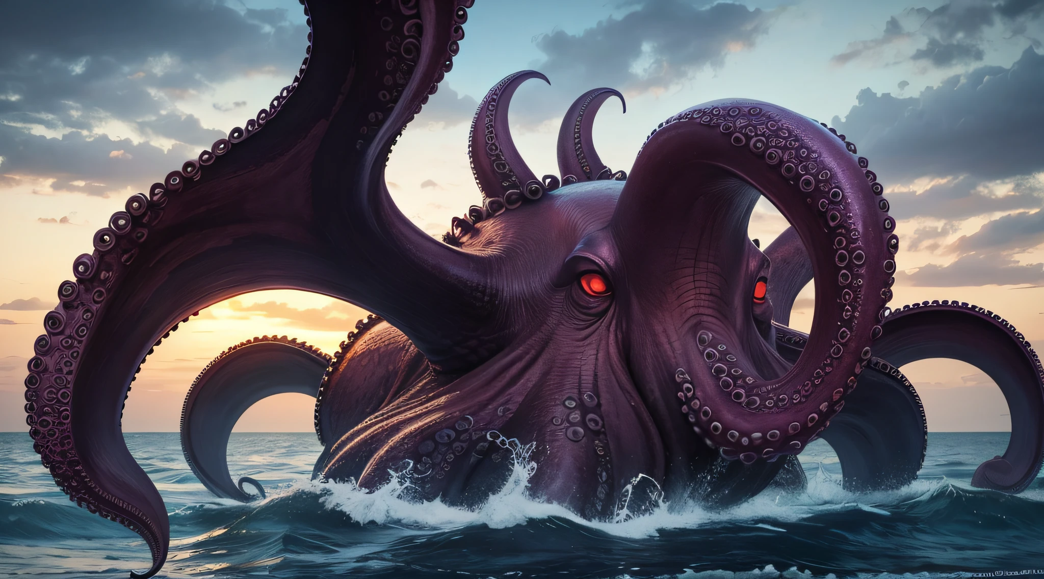 evil octopus, realistic