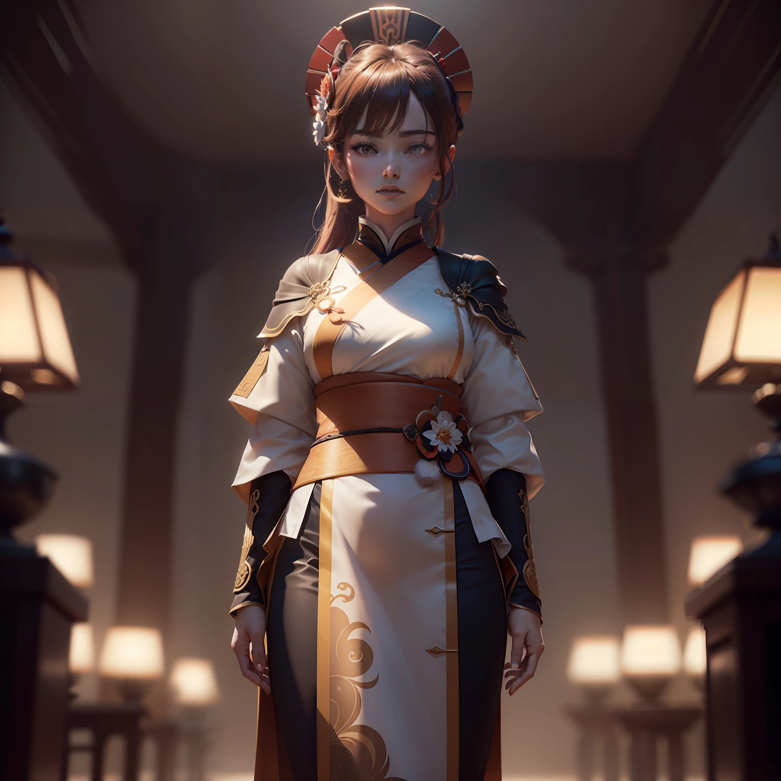 (CG Unity 8K wallpaper in extreme detail，tmasterpiece，Highest image quality)，(Delicate light and shadow，The picture is highly dramatic，Cinematic lens effect），(Exceptional detail，The lighting effect is outstanding，Vista wide angle)，(Excellent rendering，Enough to stand out from the crowd)Yoomiya as a character in Genshin