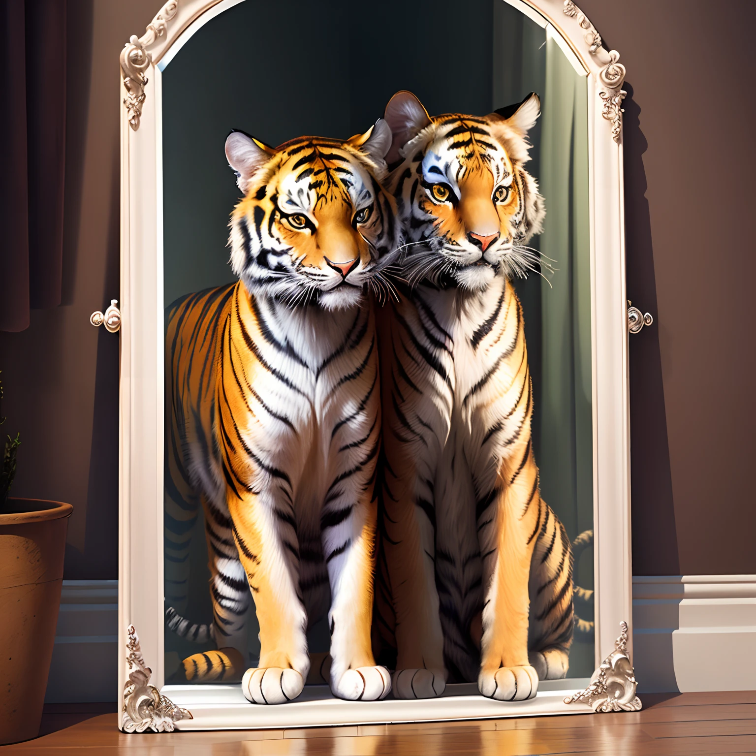 cat mirror tiger