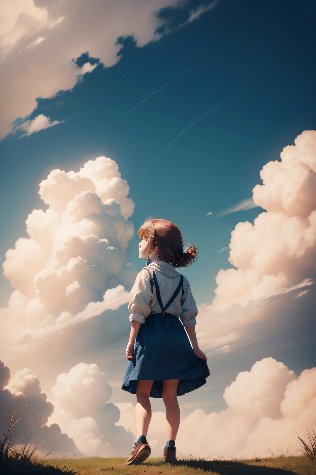 One day, as Rosie was playing among the clouds, she noticed a group of tiny, fluffy clouds floating nearby, cartoon