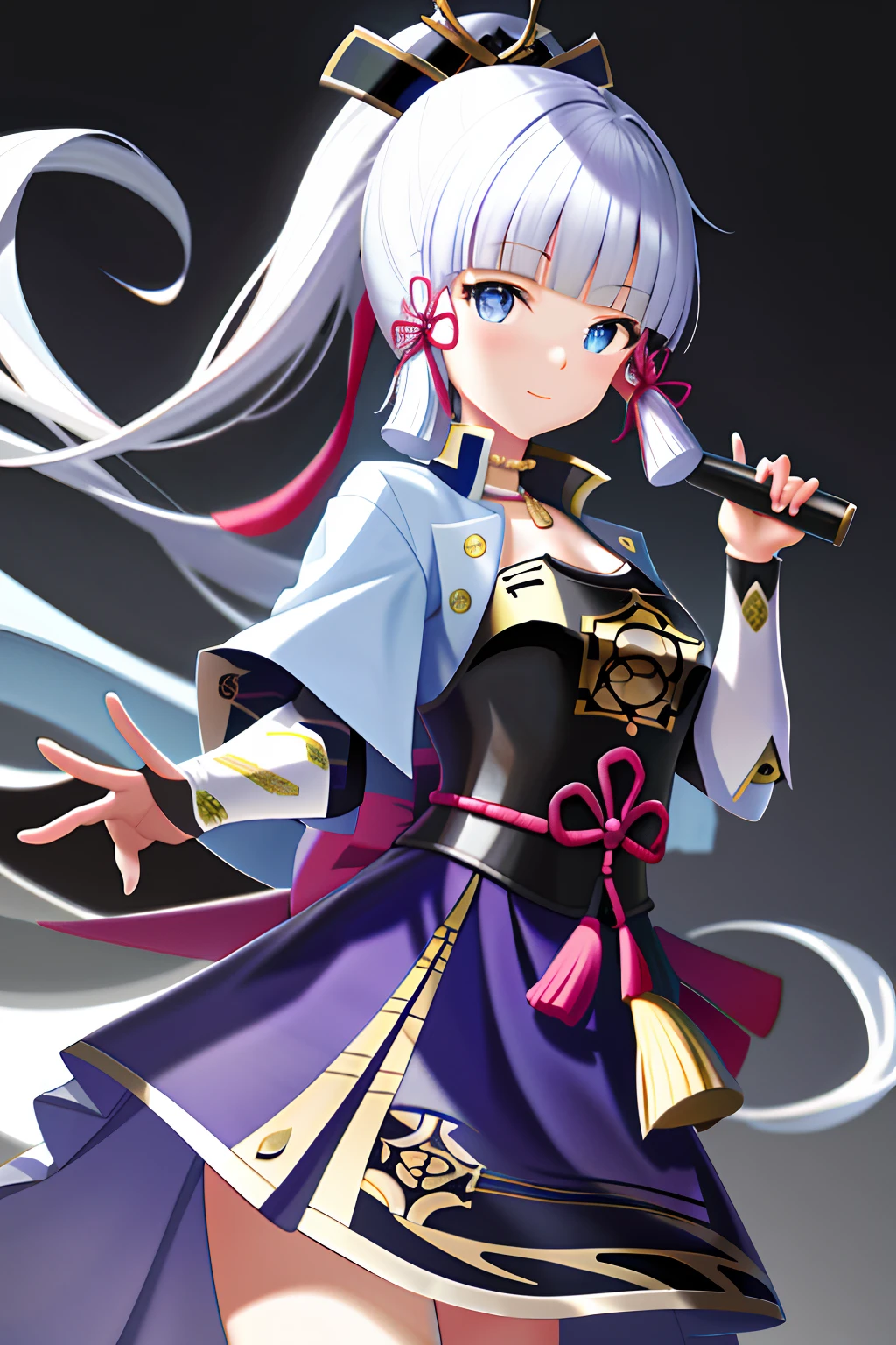 tmasterpiece，A high resolution，best qualtiy，1girl solo，kamisato_ayaka，ssmile，Kimono underwear