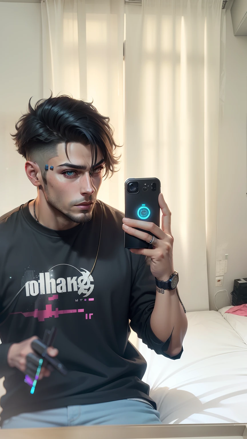 Change background cyberpunk handsome boy, realistic face, 8k, ultra realistic,