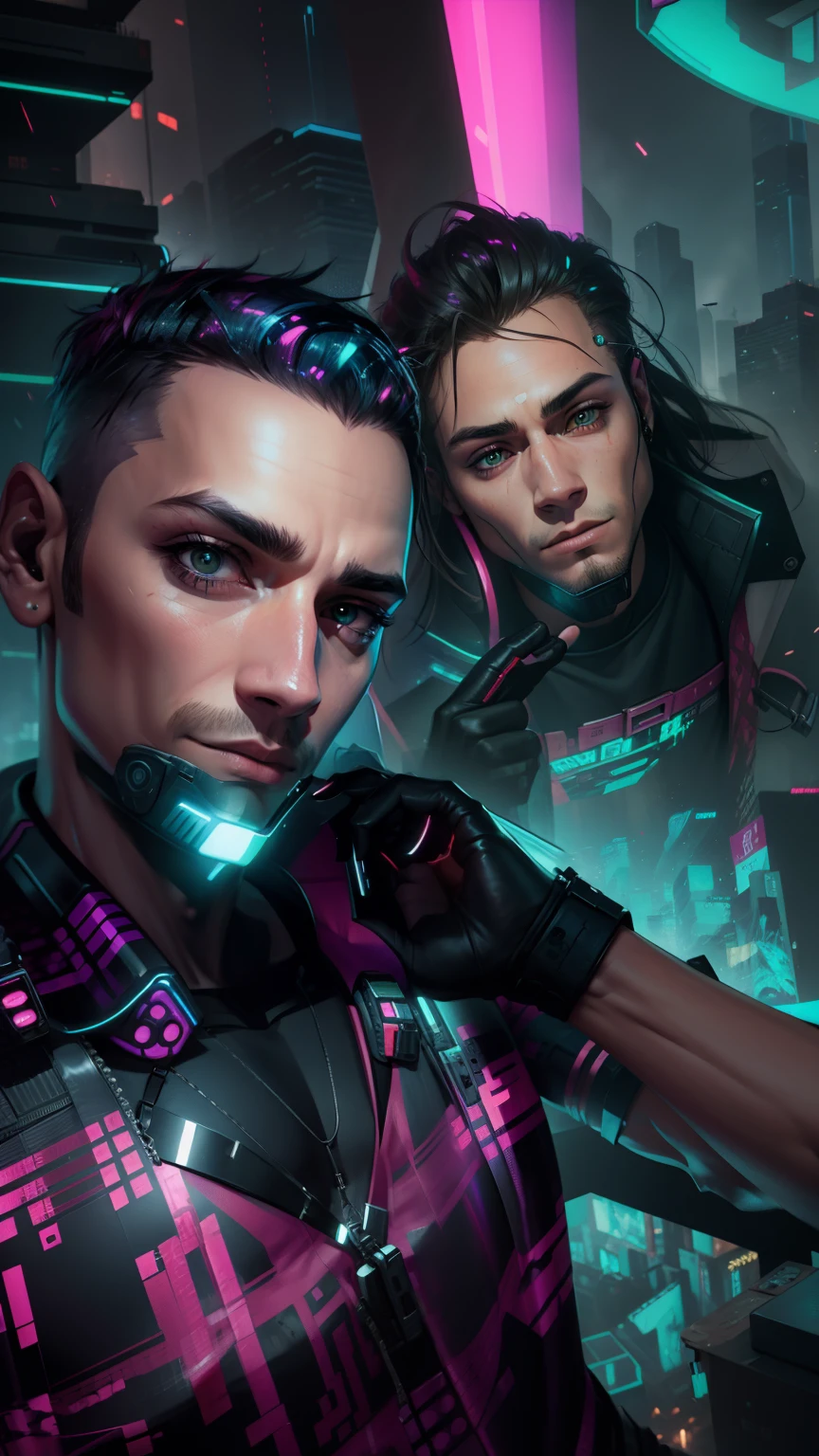 Change background cyberpunk handsome boy, realistic face, 8k, ultra realistic,