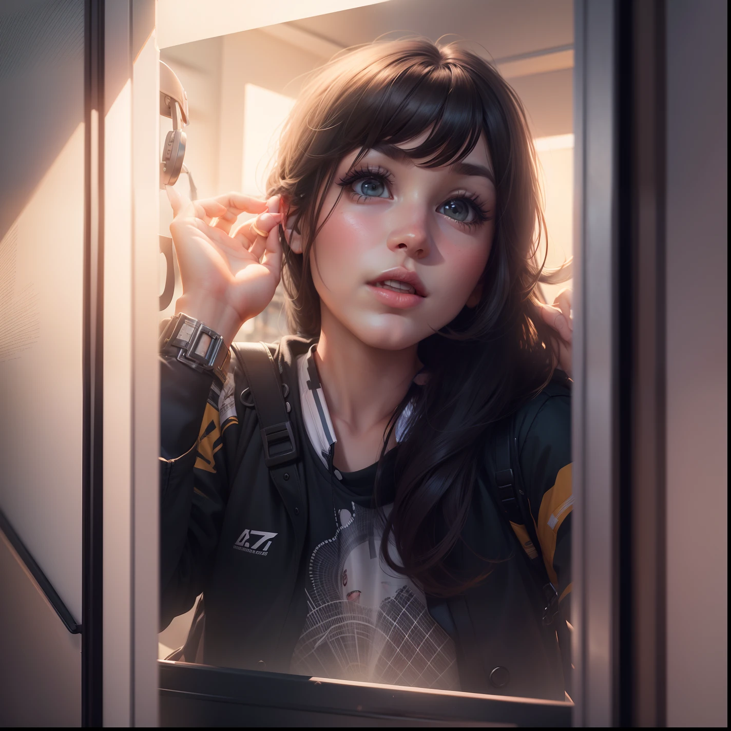 Change background cartoon cute girl realistic face , High quality realistic ,8k ultra realistic,,