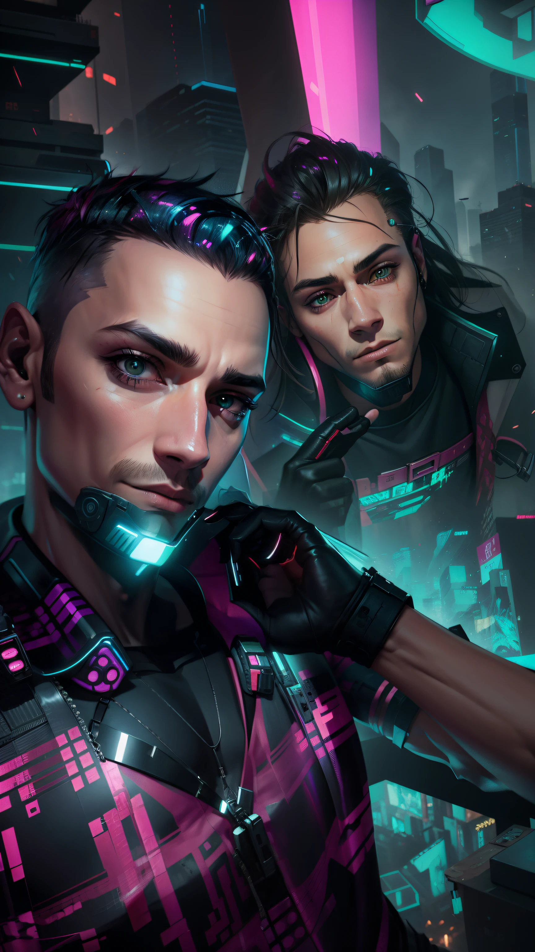 Change background cyberpunk handsome boy, realistic face, 8k, ultra realistic,
