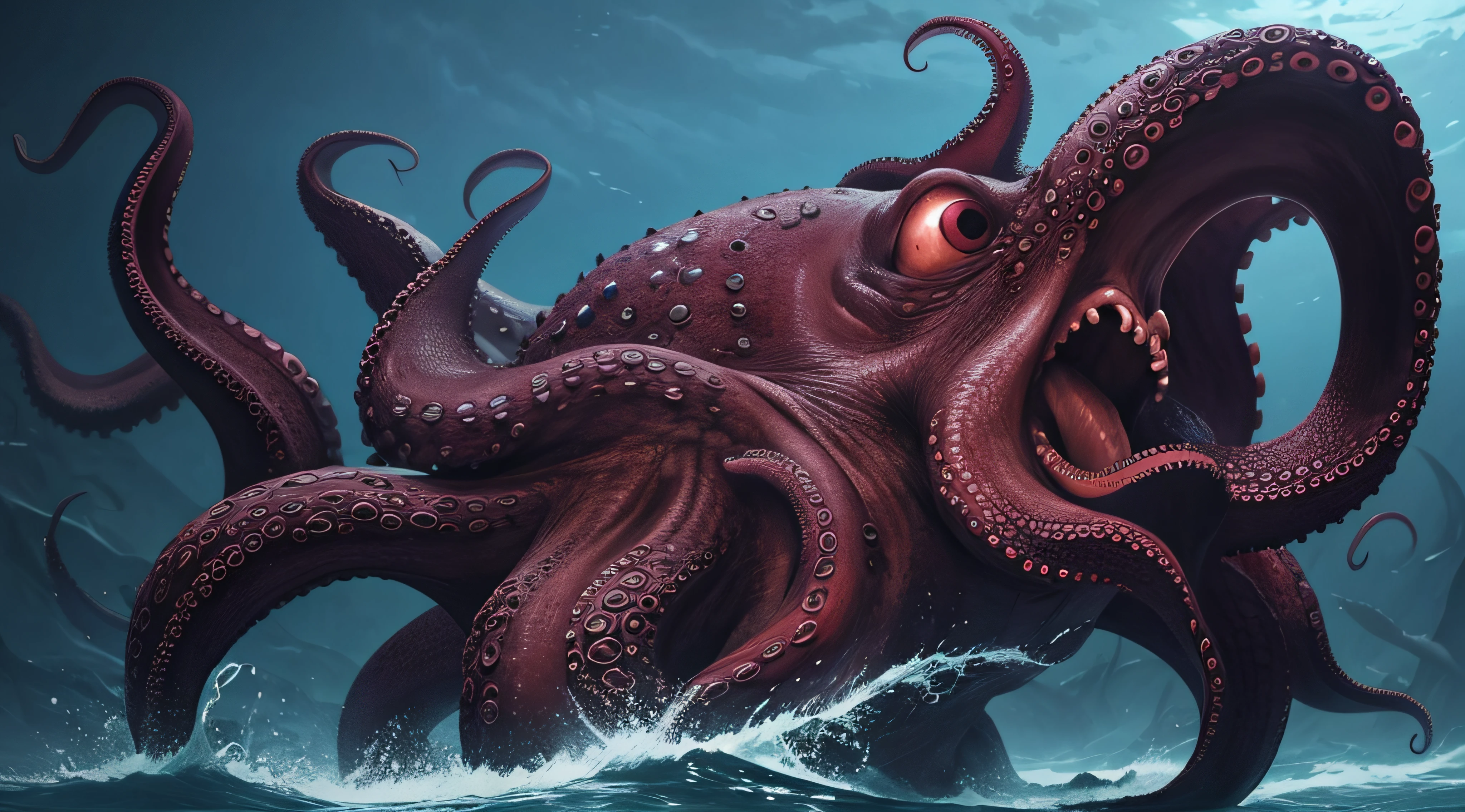 evil octopus, realistic