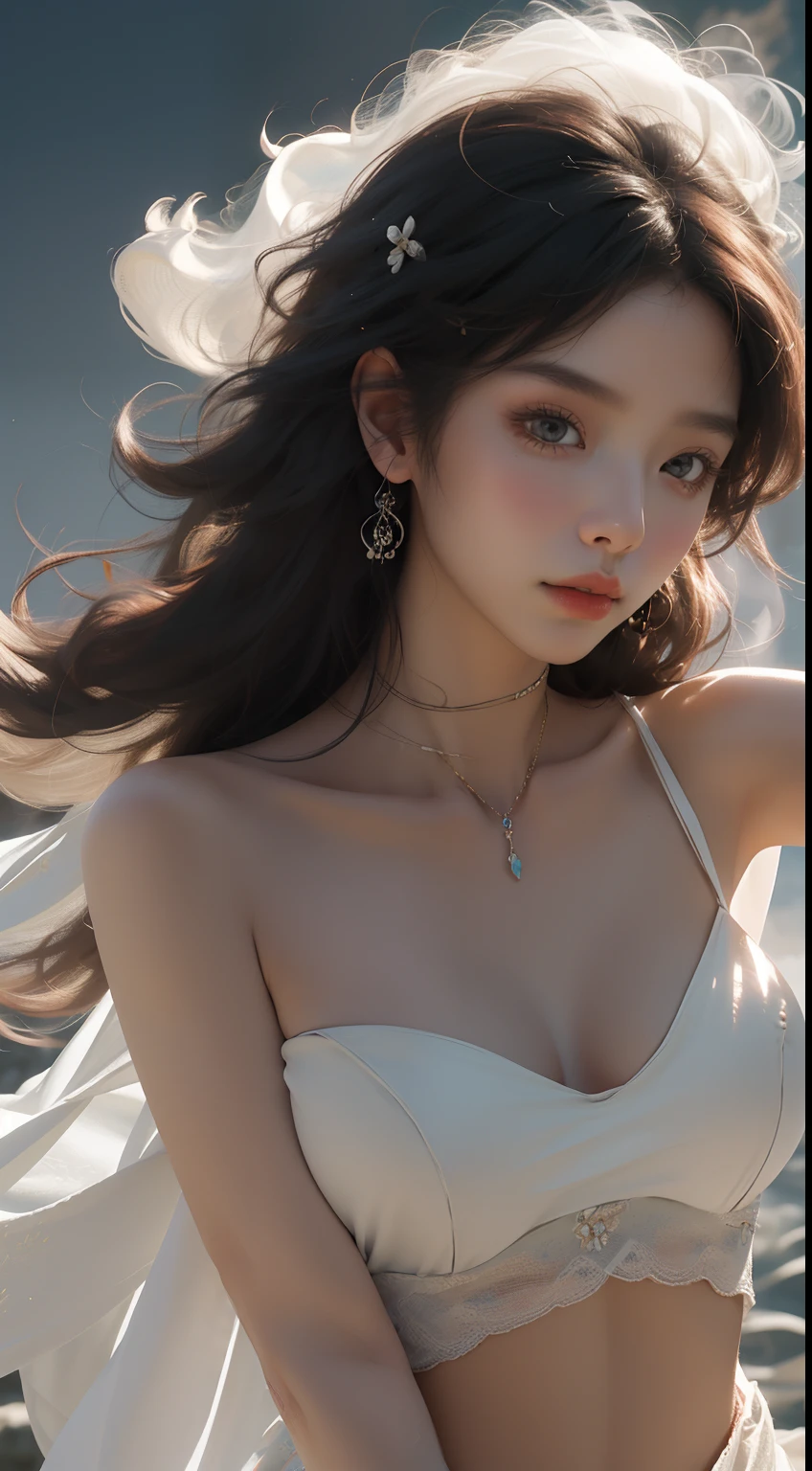 NSFW, Super High Quality, Masterpiece, Perfect Illustration, Extreme Details (Delicate Light and Shadow, Highly Dramatic Picture,)Zhong Hua, 1 Girl, Solo, Hanfu, Ancient_Chinese_architecture, Flower Field, Flowers, (White Smoke:1.3) (Realistic:1.4), Zen Entanglement, Mandala, Tangled, Official Art, Unity 8k wallpaper, super detailed, beautiful and beautiful, masterpiece, best quality, (Dynamic angle: 1.4), glowing skin, (Floating colorful flashes: 1) The most beautiful chaotic forms, elegant, brutalist design, bright colors, romantic depth of field exotic_dance, half_naked