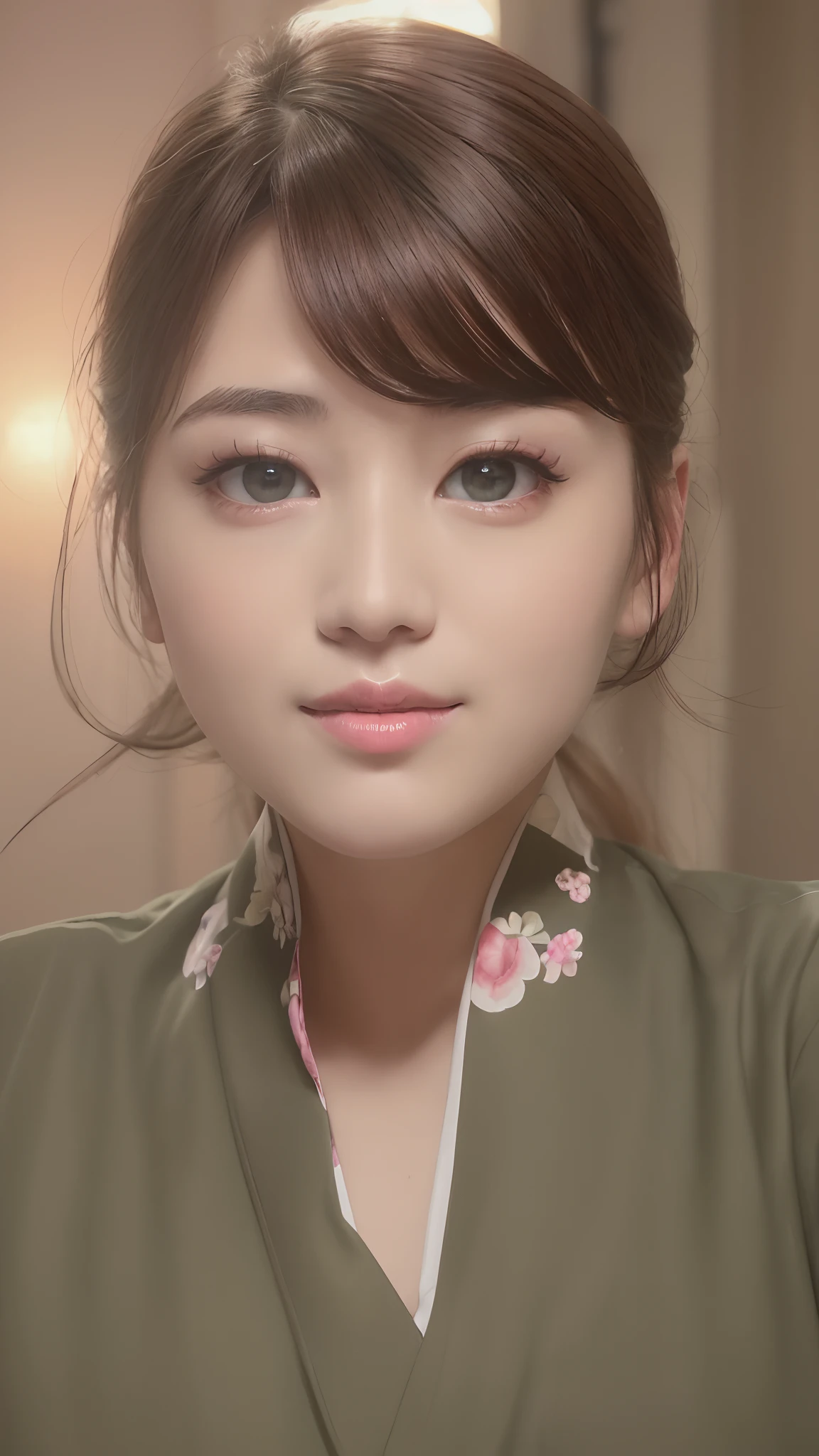 ((top-quality、8k、​masterpiece:1.3))、Sharp Focus:1.2、Beautiful Women in Perfect Style:1.4、Slender Abs:1.2、((dark brown  hair、huge tit:1.2))、(pink there、、with floral pattern、bathrobe、:1.1)、street:1.2、Highly detailed facial and skin texture、A detailed eye、二重まぶた