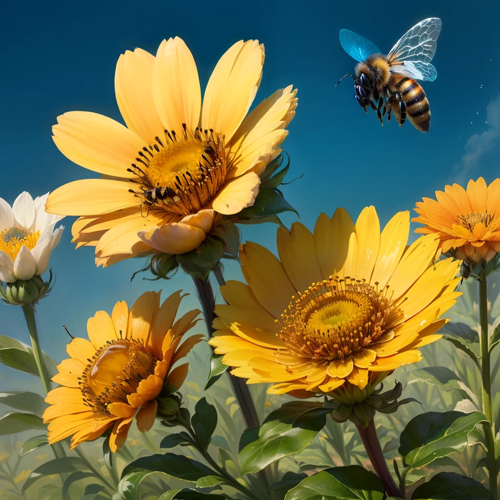 honey, bees, flowers