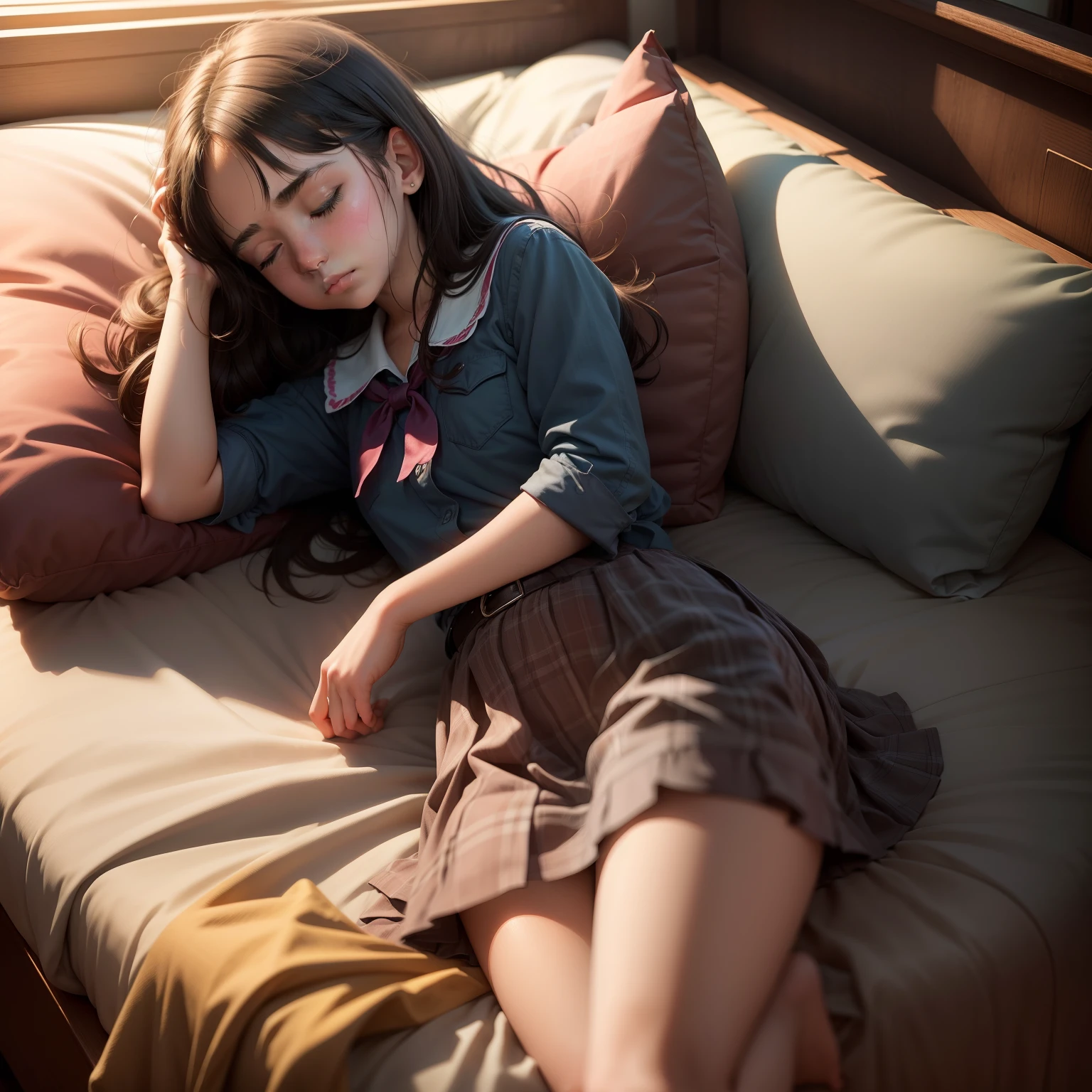 (1girl),Junior high school girl asleep,Photo photos,8K,A high resolution,Highest texture, --v6