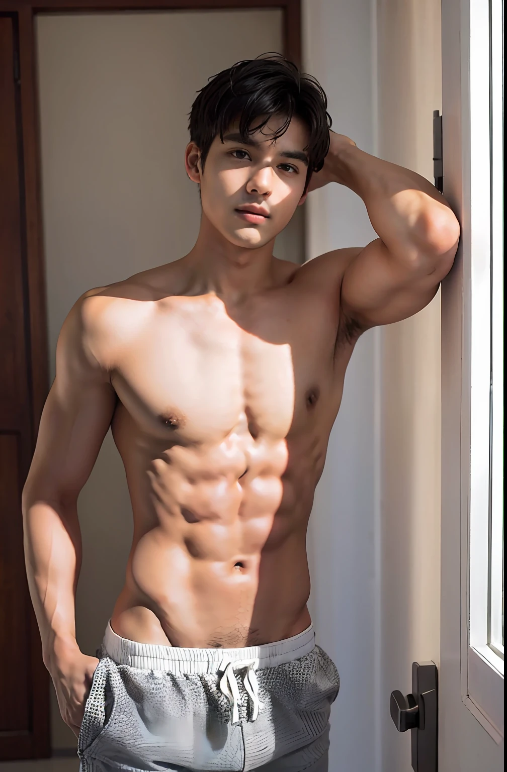 k hd,Libido boy,soio,with short black hair,Beautiful figure,frontage,fully body photo