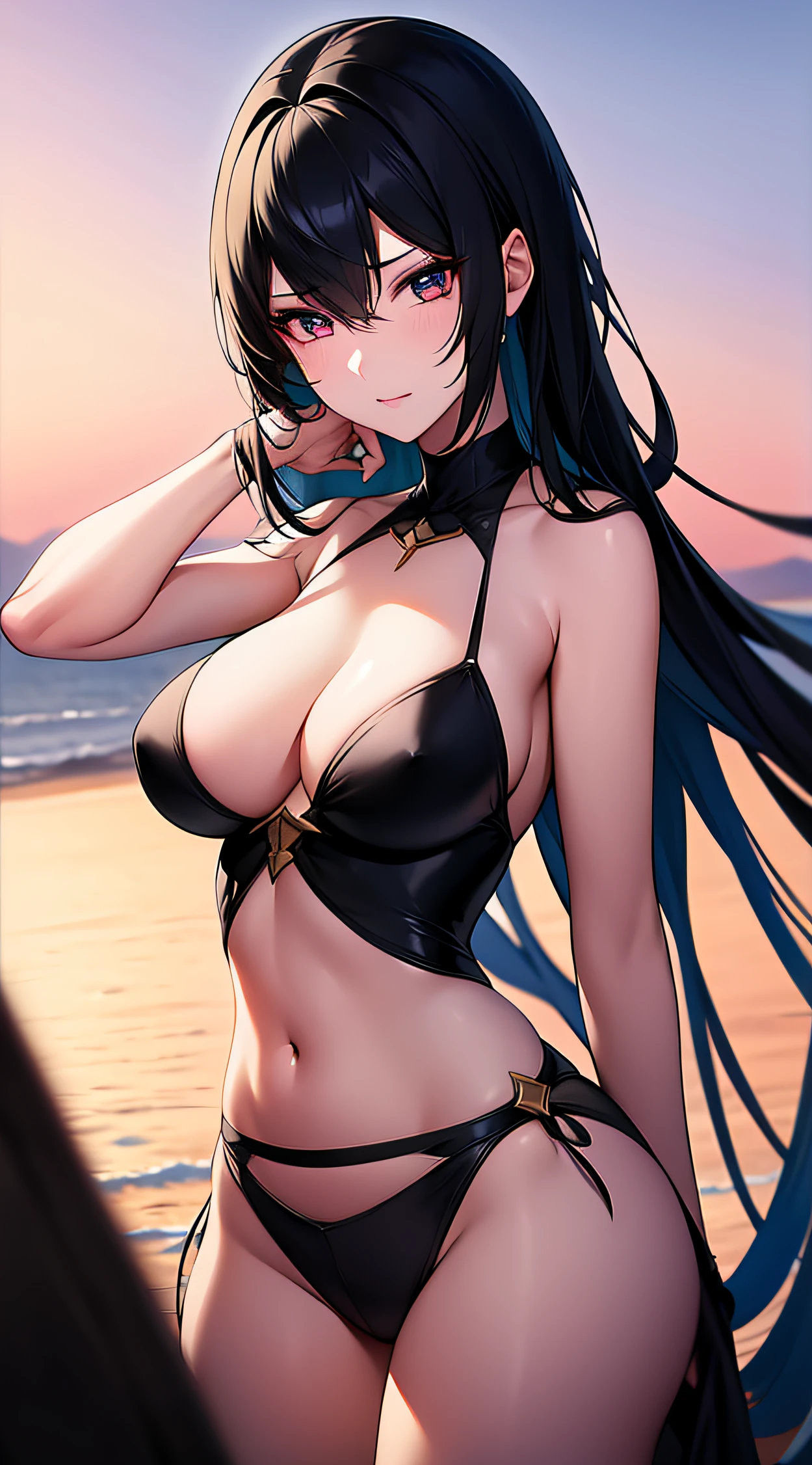 "Beautiful anime-inspired character with stunning black hair and captivating eyes in an 8k resolution image."