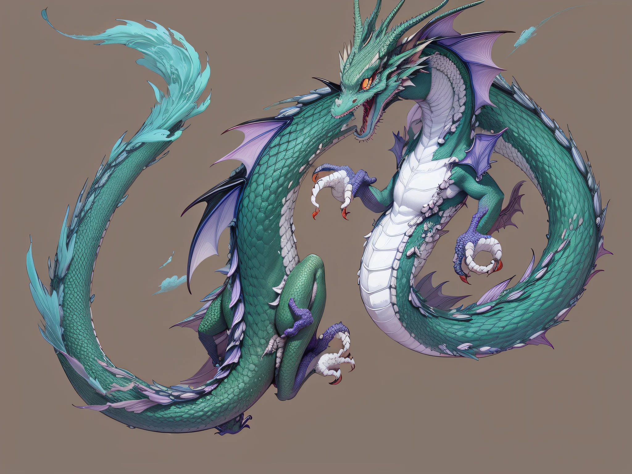 a Oriental Dragons ,Fly in the sky,clouds