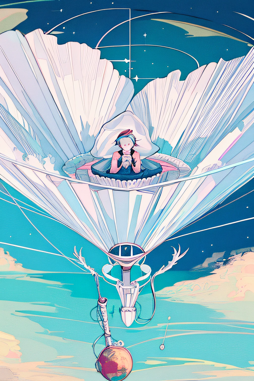 ridiculous resolution, high resolution, (masterpiece:1.4), super detailed, 1boy, seen from above, space, floating, --v 6